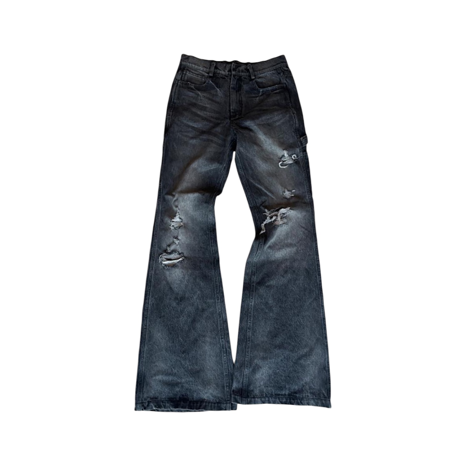 “Washed Black Denim Flared” Jeans — POPPROJECT