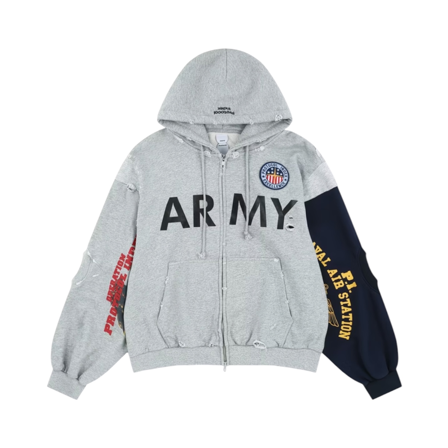 “Reconstructed Sweatshirts” Zip Hoodie — Protocol Index
