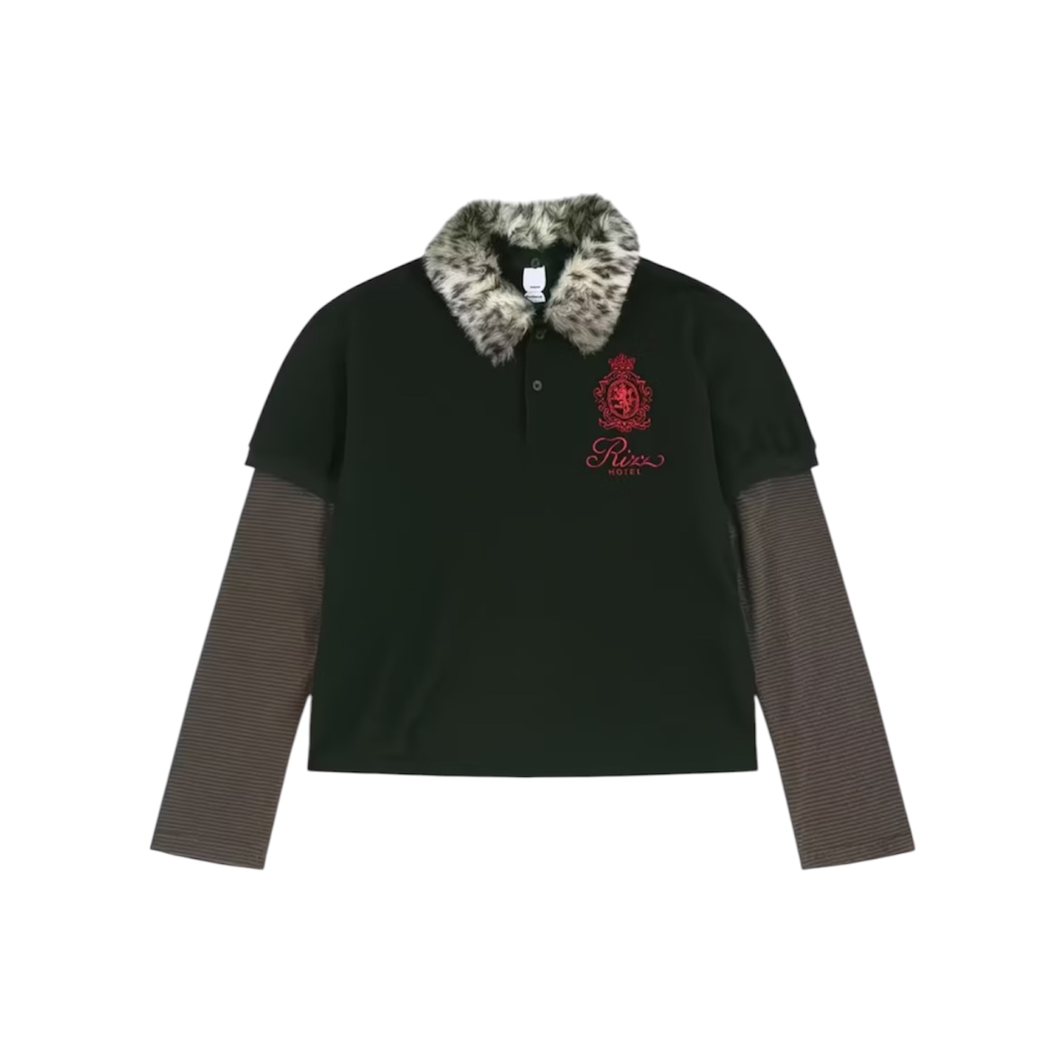 “Fur Collar Layered Polo” Longsleeve (Black) — Protocol Index