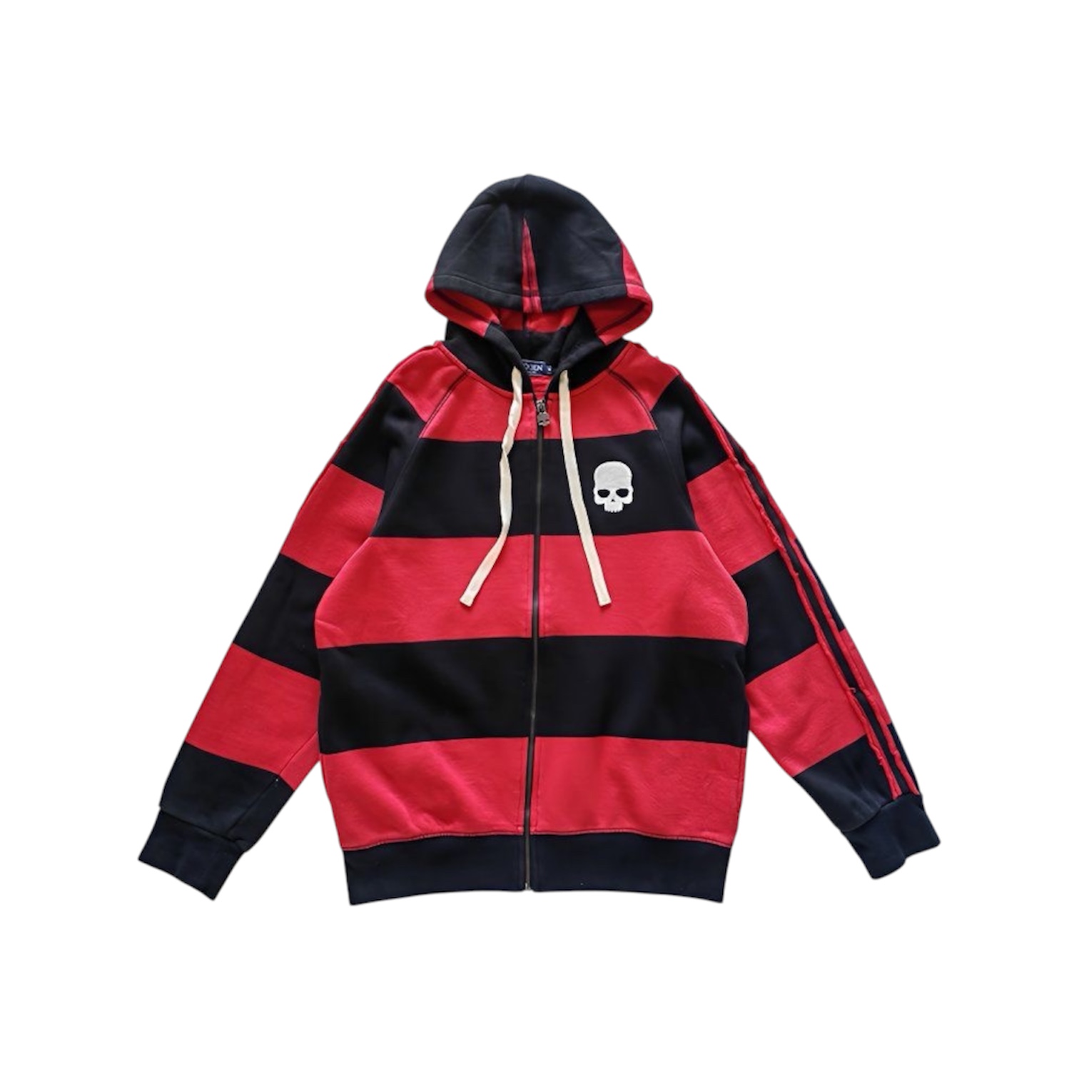 “Striped Skull” Zip Hoodie — Hydrogen