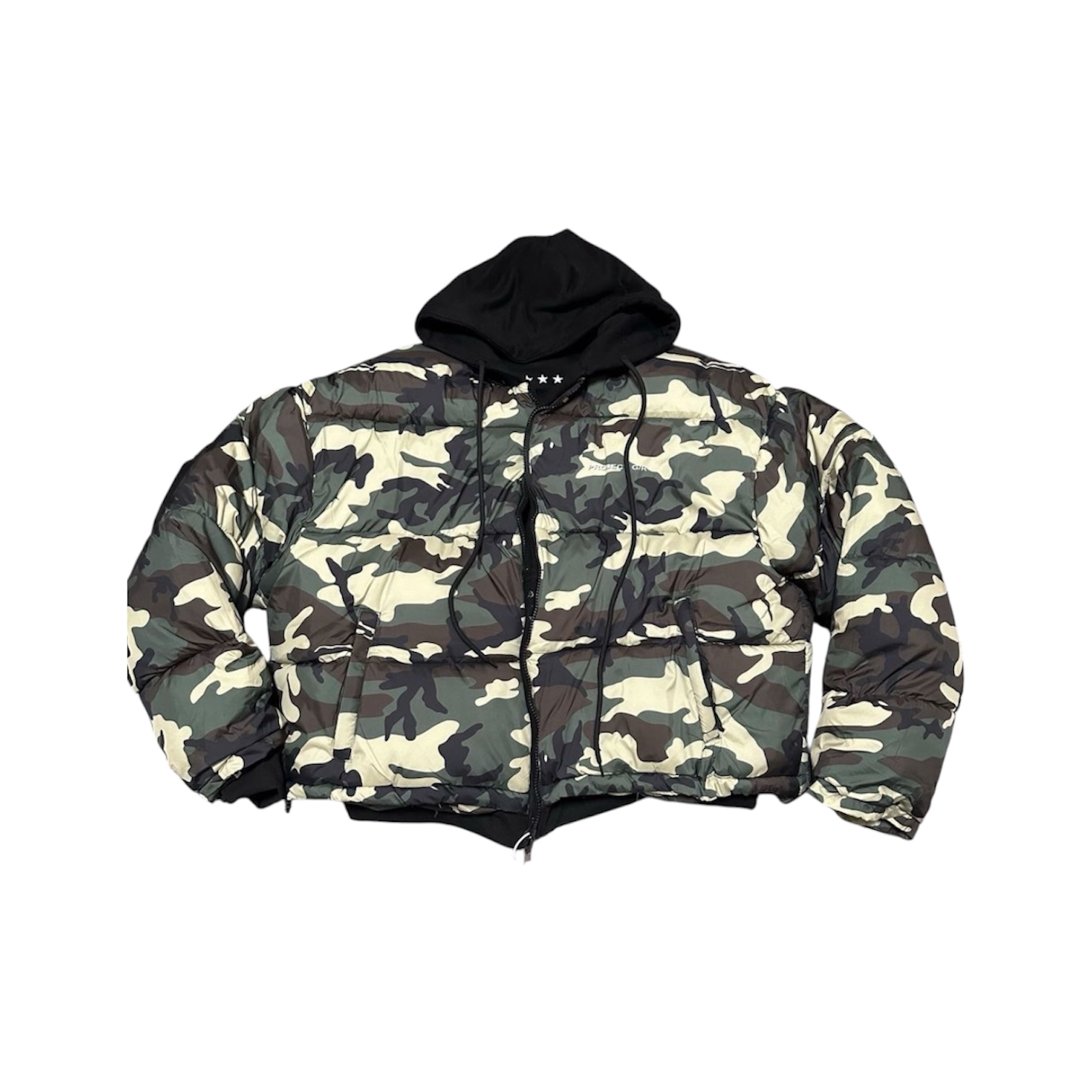 “Reversible Camo Hooded Padded” Jacket — Project G/R