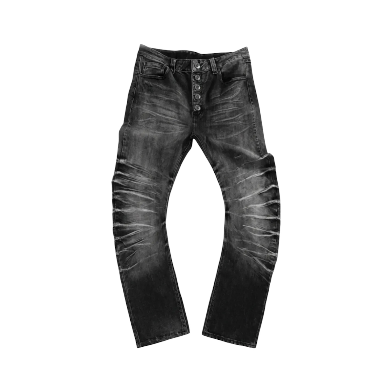 “Ripple Cracked Super Long” Jeans (Black) — No E Mosen
