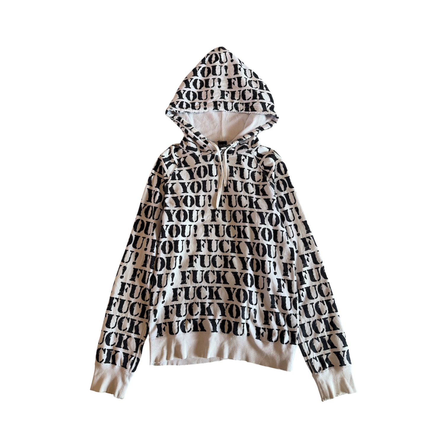“Fuck You All-Over Print” Zip Hoodie (White) — Number (N)ine