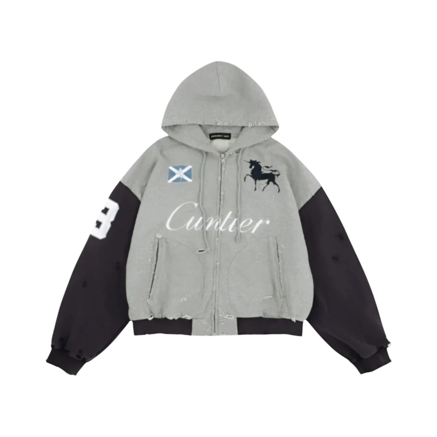 “Cuntier Reconstructed Folded” Zip Hoodie (Grey/Black) — Project G/R