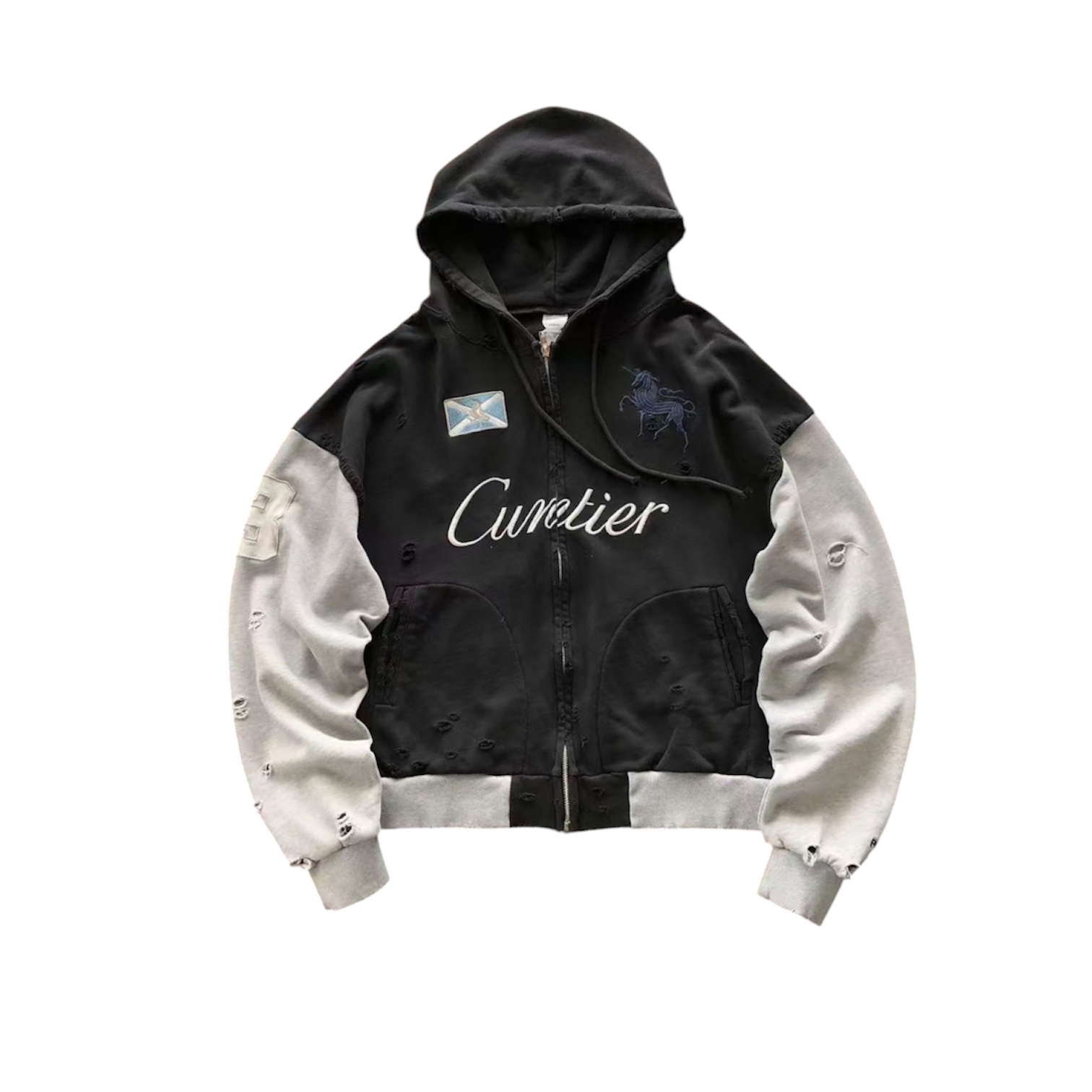 “Cuntier Reconstructed Folded” Zip Hoodie (Black/Grey) — Project G/R