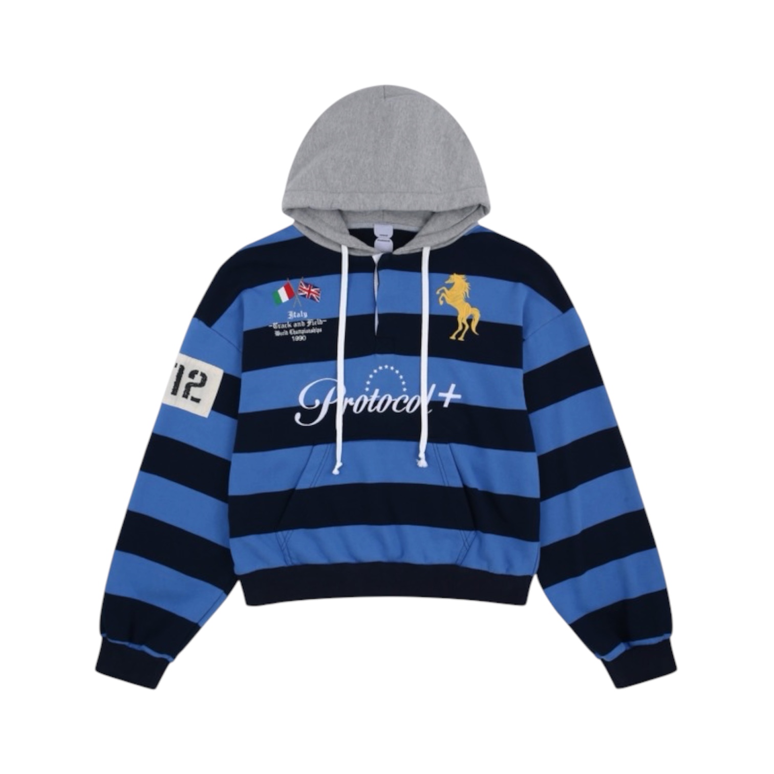 “Stripe Polo” Hoodie (Blue) — Protocol Index