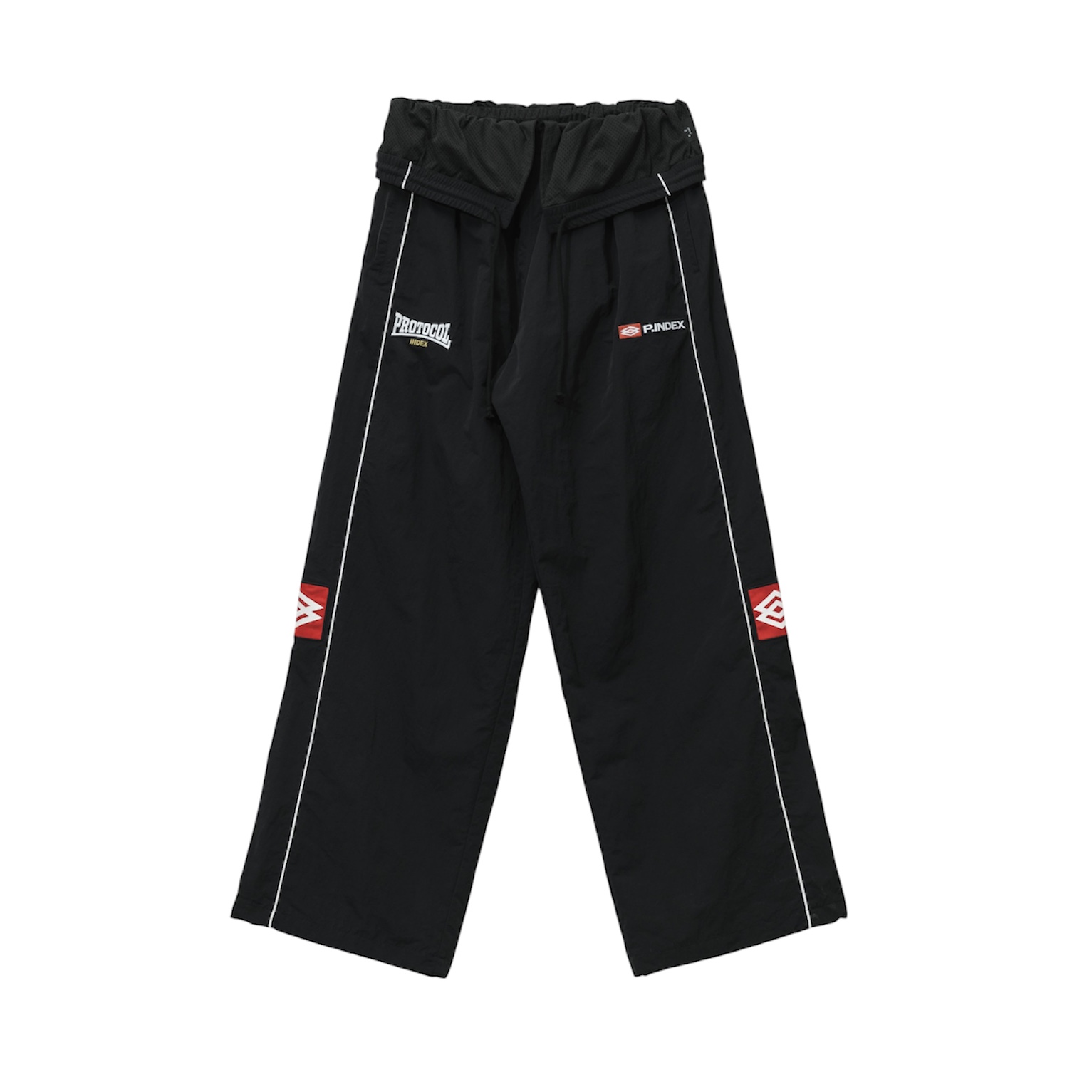 “Folded Waist” Track Pants (Black) — Protocol Index
