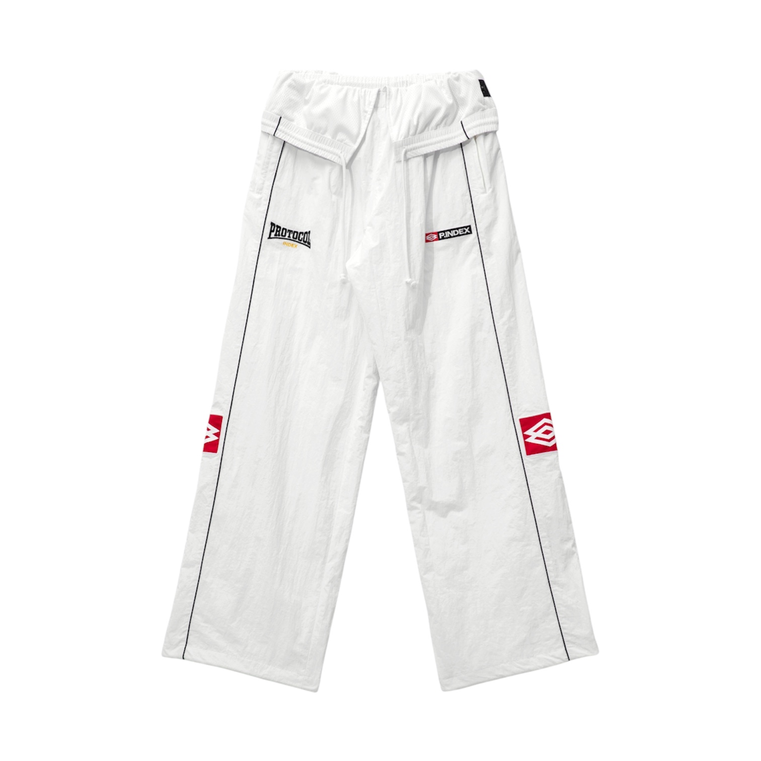 “Folded Waist” Track Pants (White) — Protocol Index