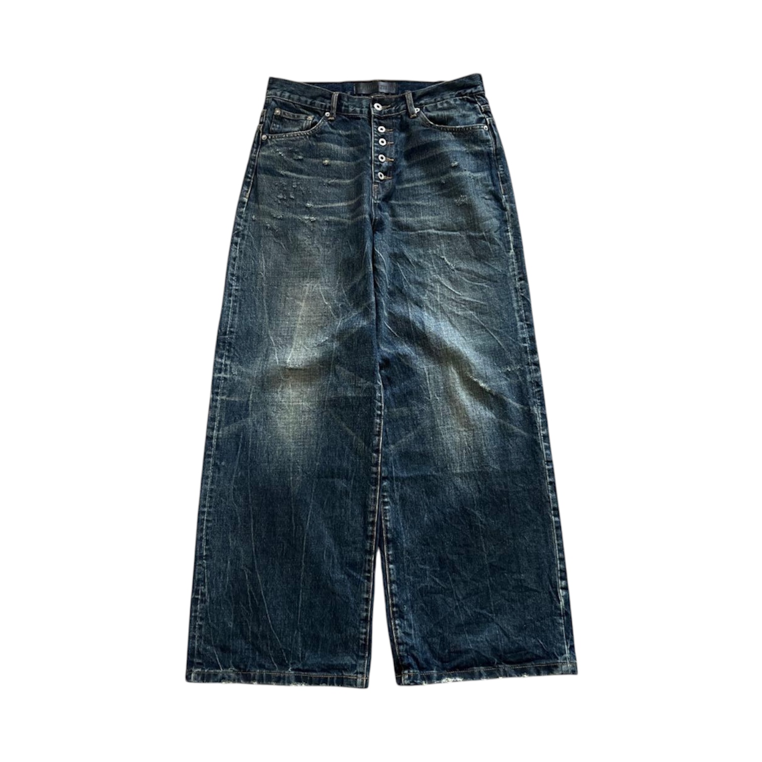 “Midnight Indigo Selvedge Loose Fit” Jeans — No/Faith Studios
