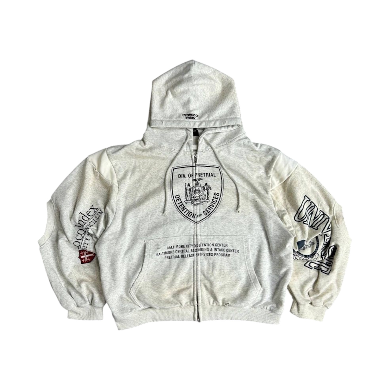 “Reconstructed Sweatshirts” Zip Hoodie — Protocol Index