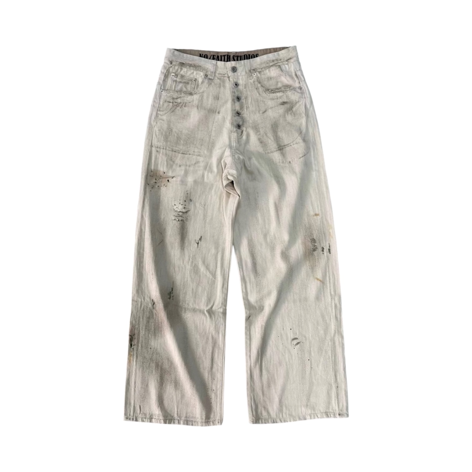 “Chalk Carpenter Loose Fit” Jeans — No/Faith Studios