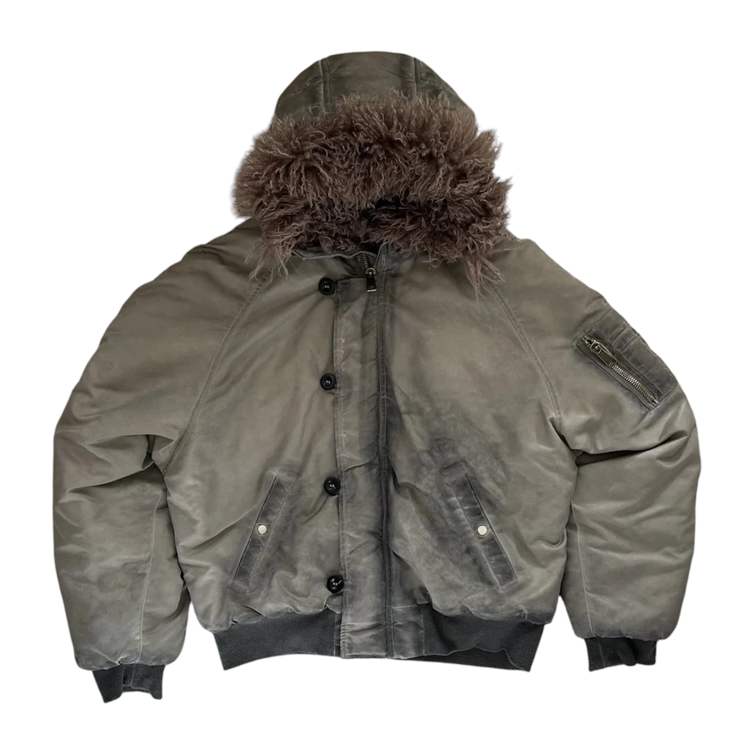 “Astro Fur Bomber” Jacket (Used Beige) — No/Faith Studios