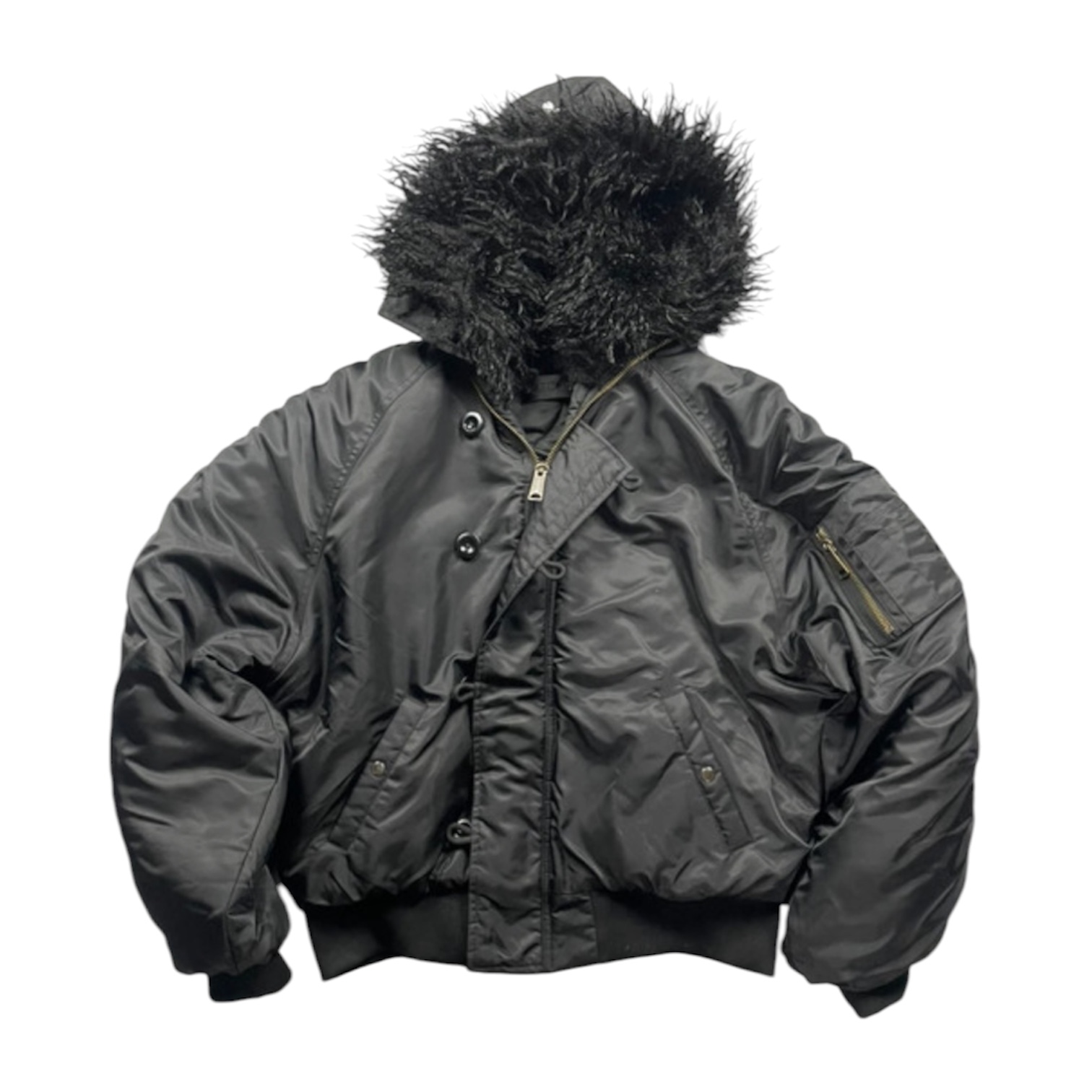 “Astro Fur Bomber” Jacket (Black) — No/Faith Studios