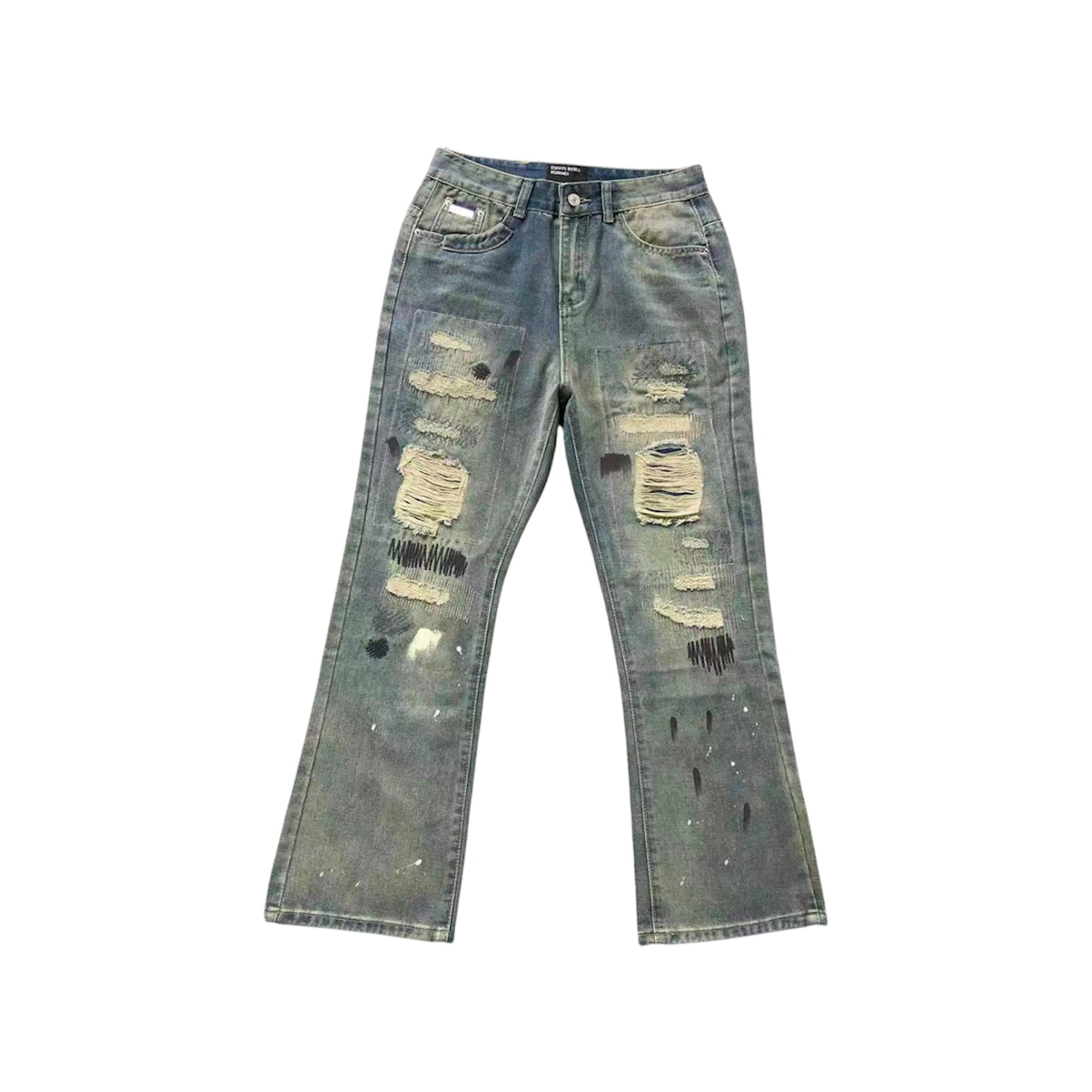 “Paint-Splattered Distressed” Jeans — Enfants Riches Déprimés