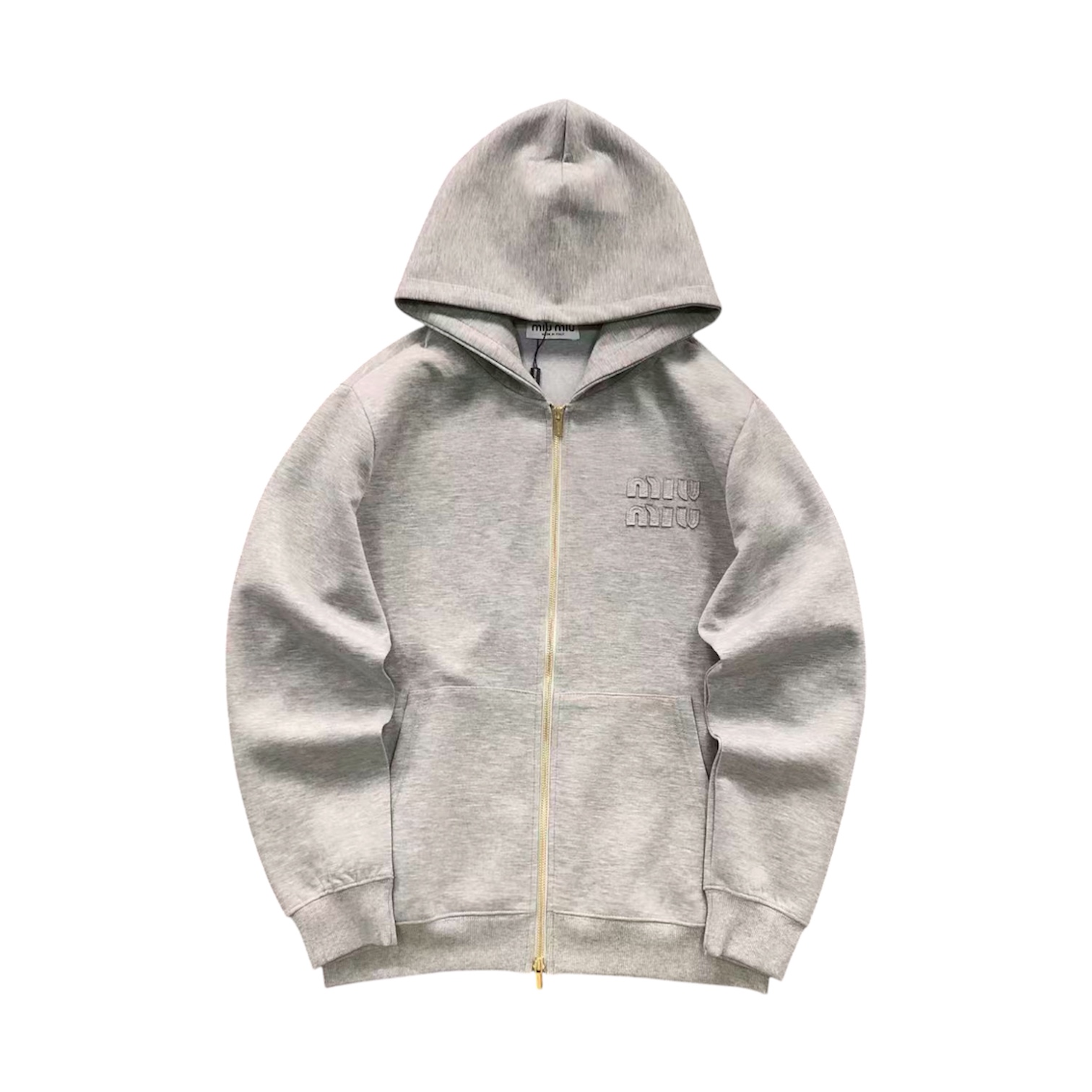“Fleece Logo” Zip Hoodie — Miu Miu