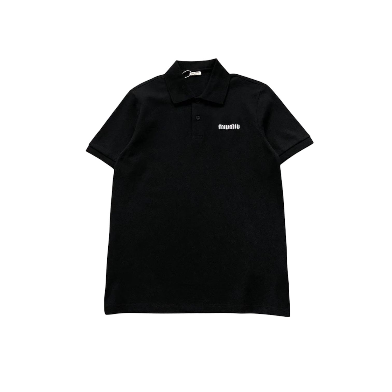 “Embroidered Logo” Polo (Black) — Miu Miu