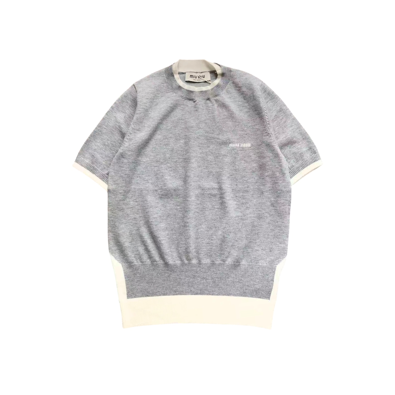 “Layered Short-Sleeved” Tee (Grey) — Miu Miu