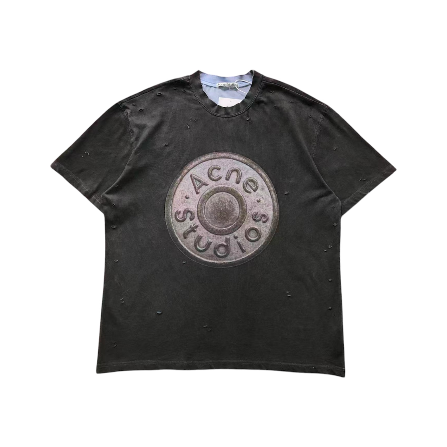 “Stamp Logo Layered” Tee (Grey) — Acne Studios