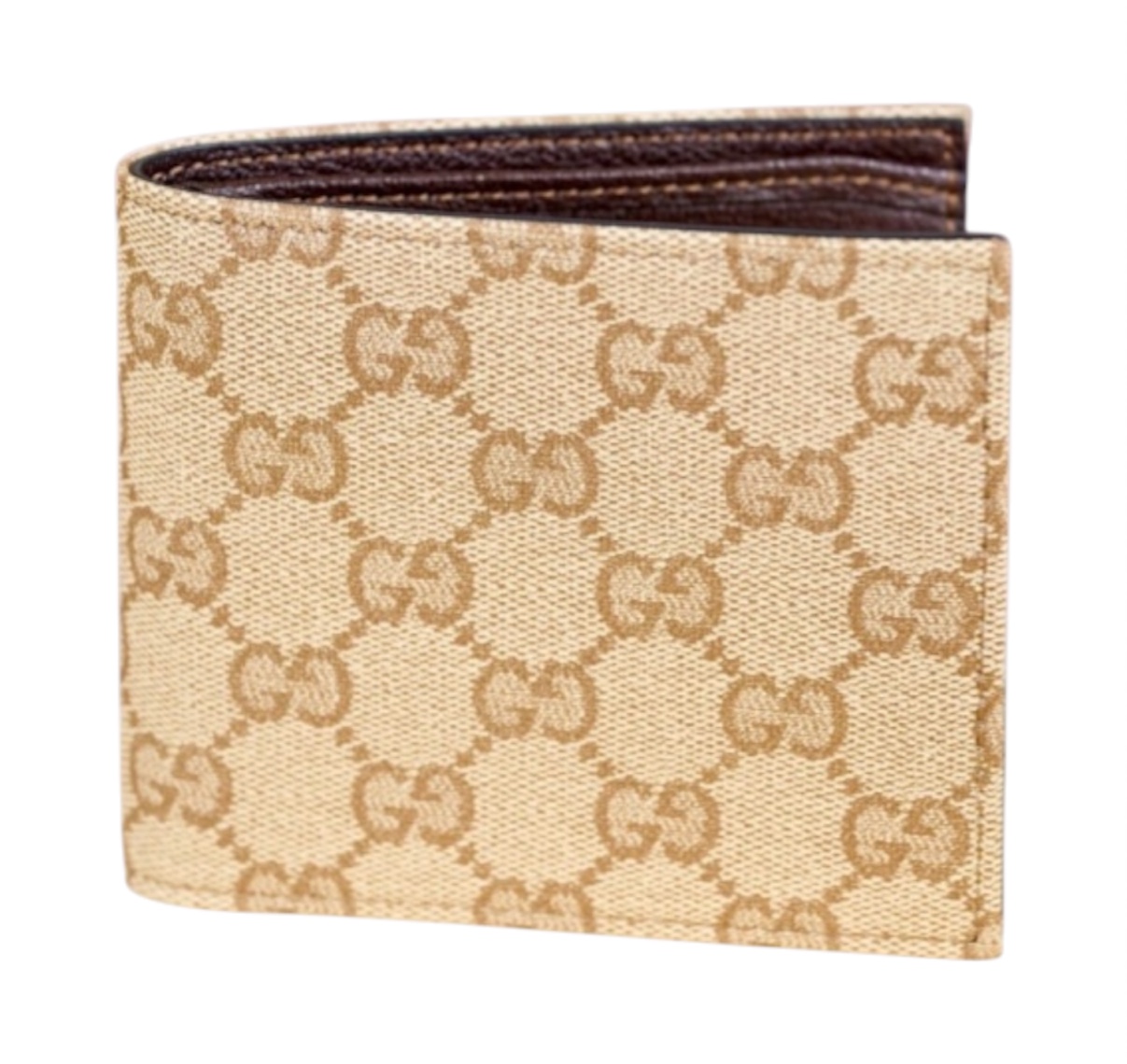 “GG Canvas Bi-fold” Wallet (Beige/Ebony) — Gucci