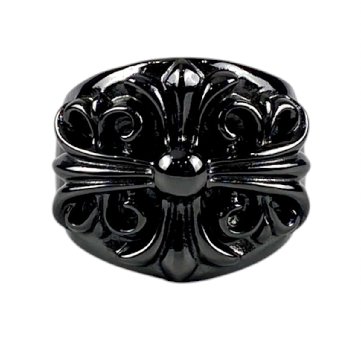 “Double Floral Cross” Ring (Black) — Chrome Hearts