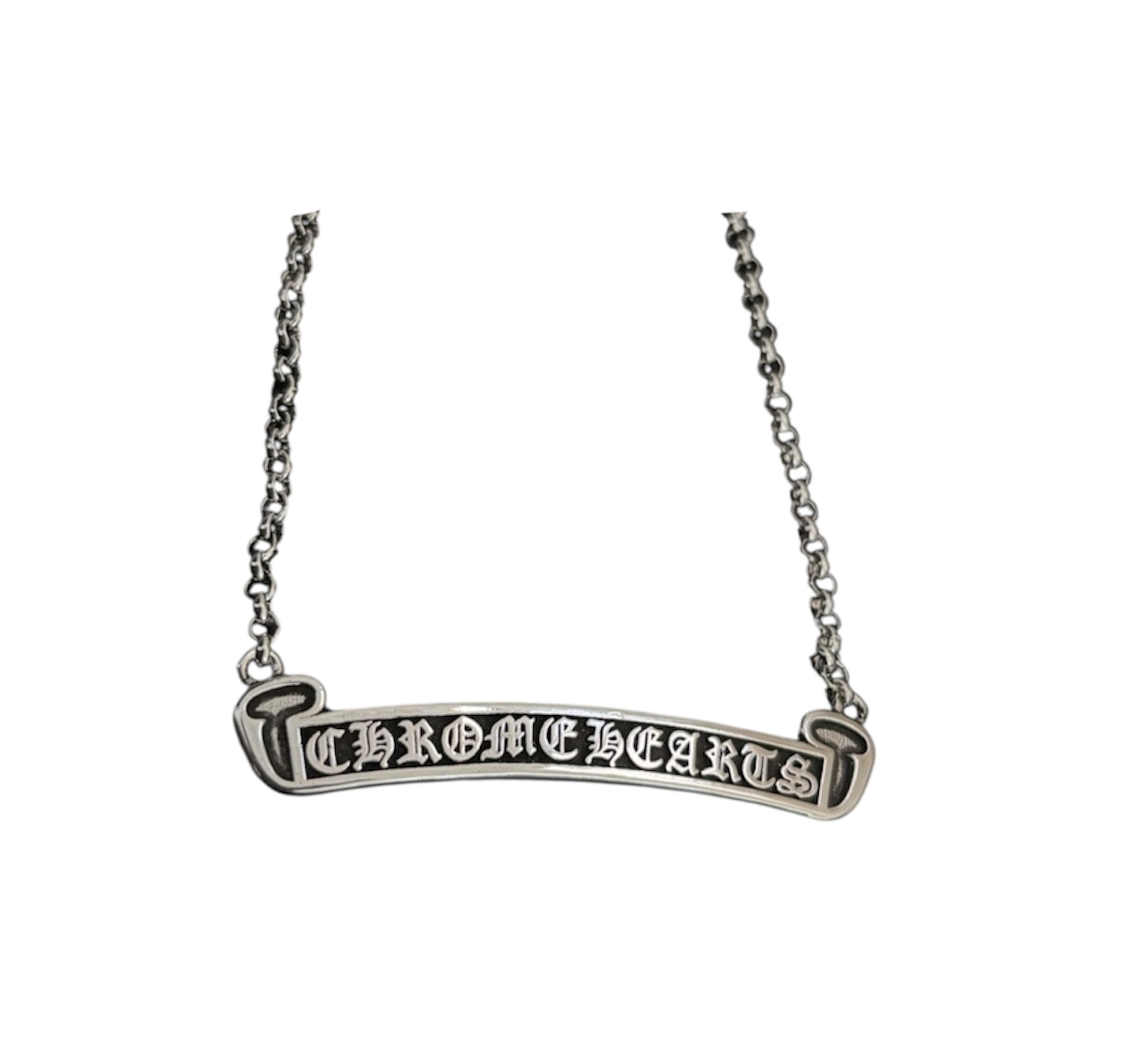 “Scroll Logo” Necklace (Silver) — Chrome Hearts
