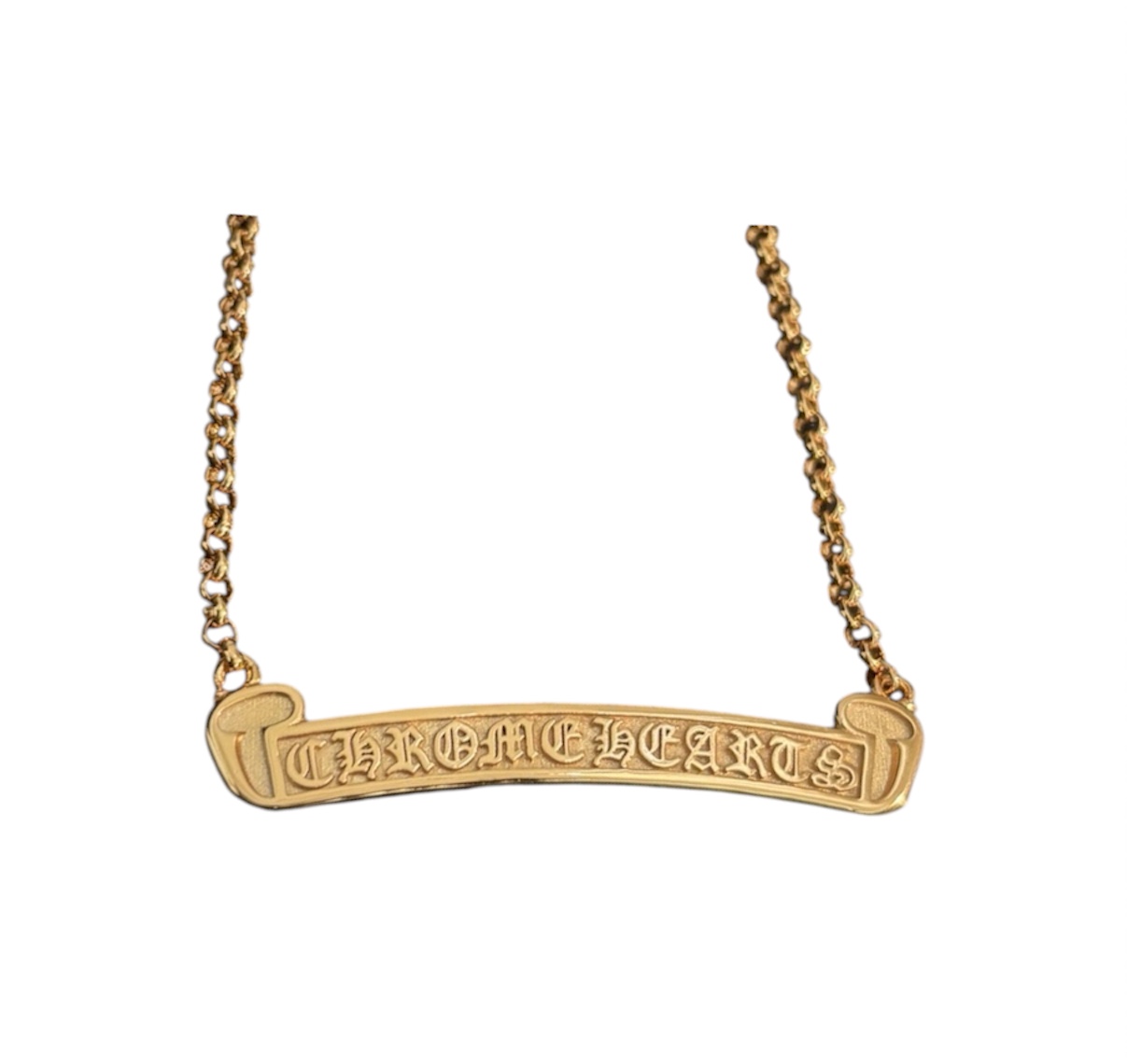“Scroll Logo” Necklace (Gold) — Chrome Hearts