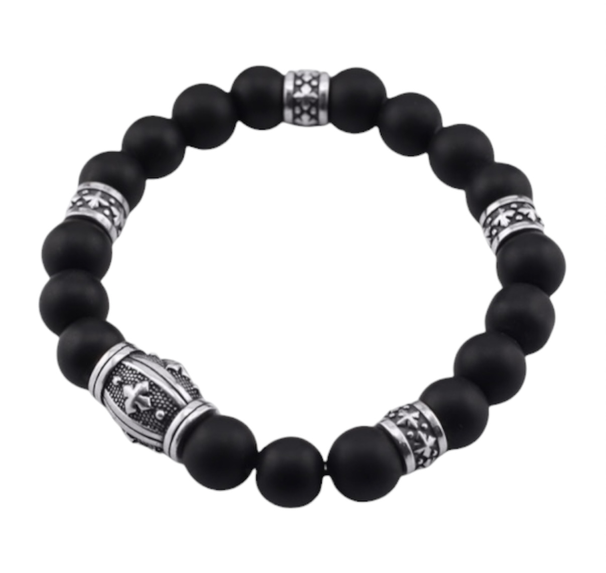“Matte Black Obsidian Bead” Bracelet — Chrome Hearts