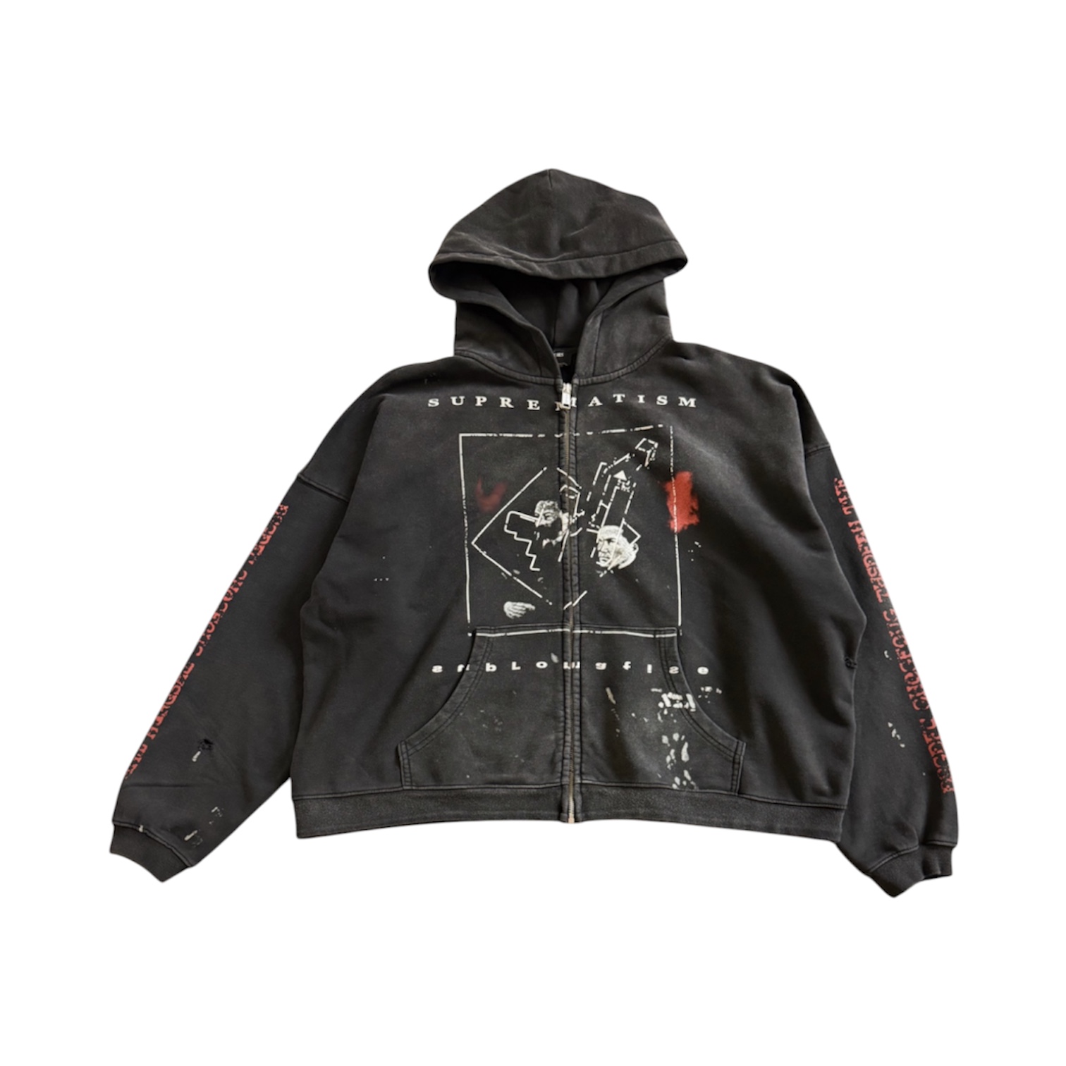 "Suprematism Descent From Cross" Zip Hoodie — Enfants Riches Déprimés