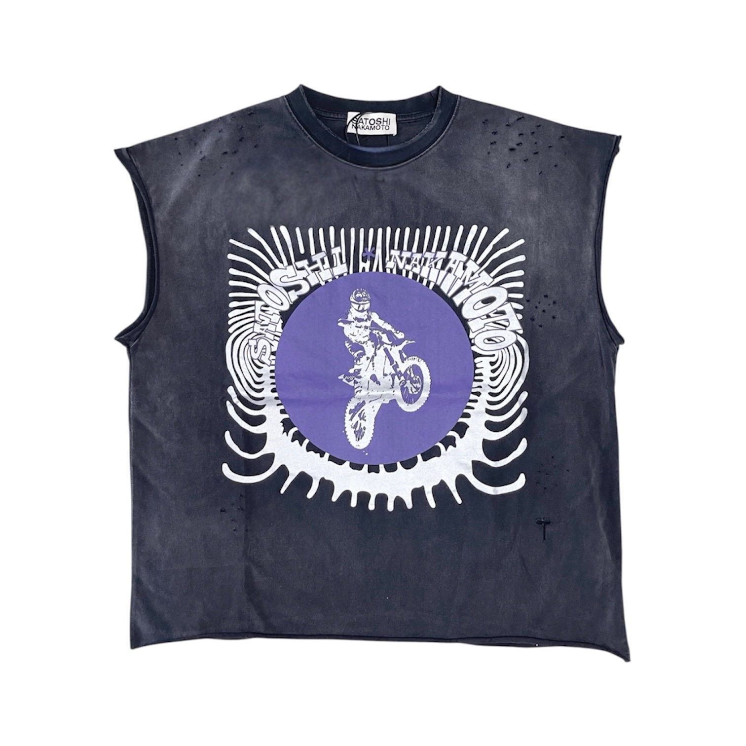 “Motocross” Cut-Off Tee — Satoshi Nakamoto