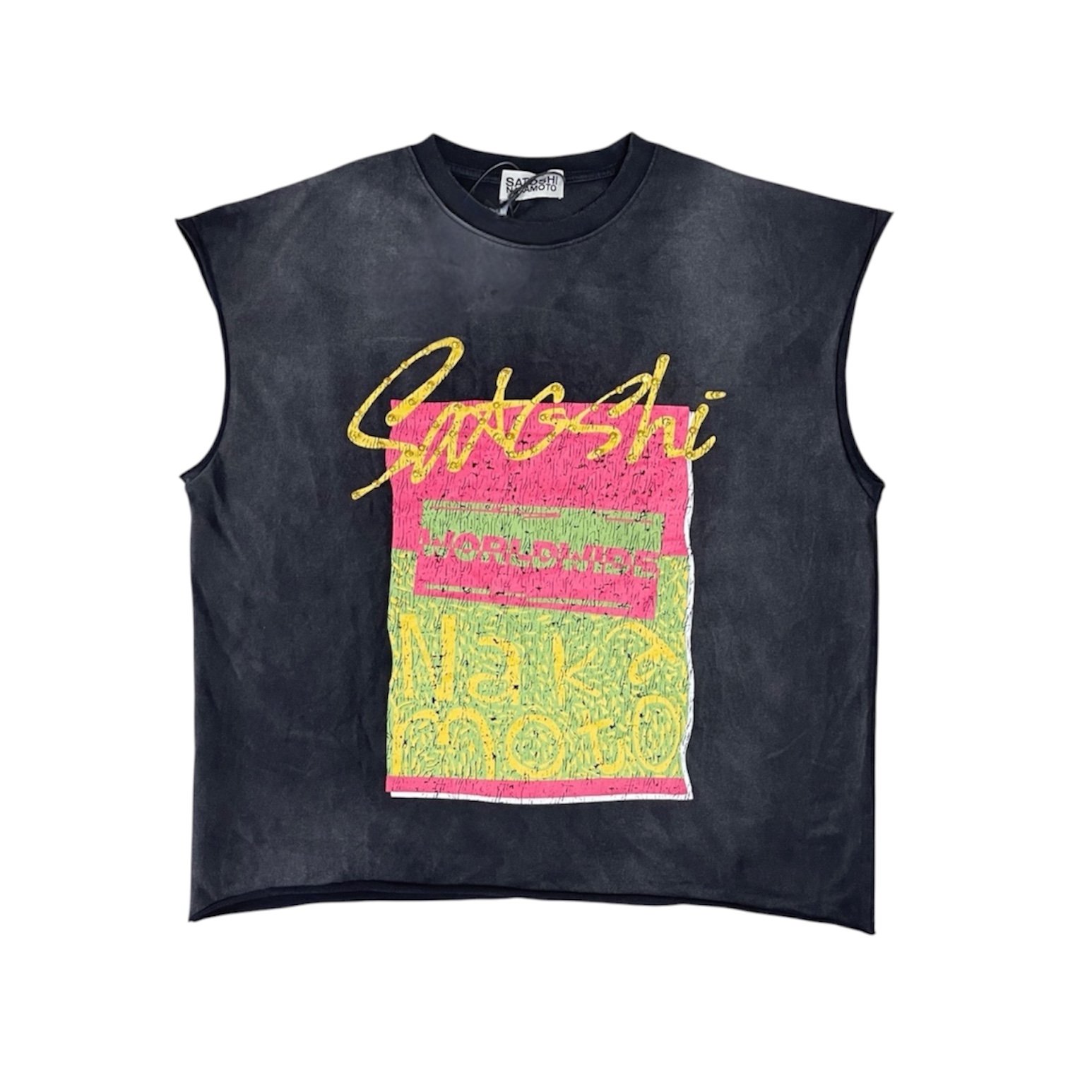 “Worldwide Neon” Cut-Off Tee — Satoshi Nakamoto