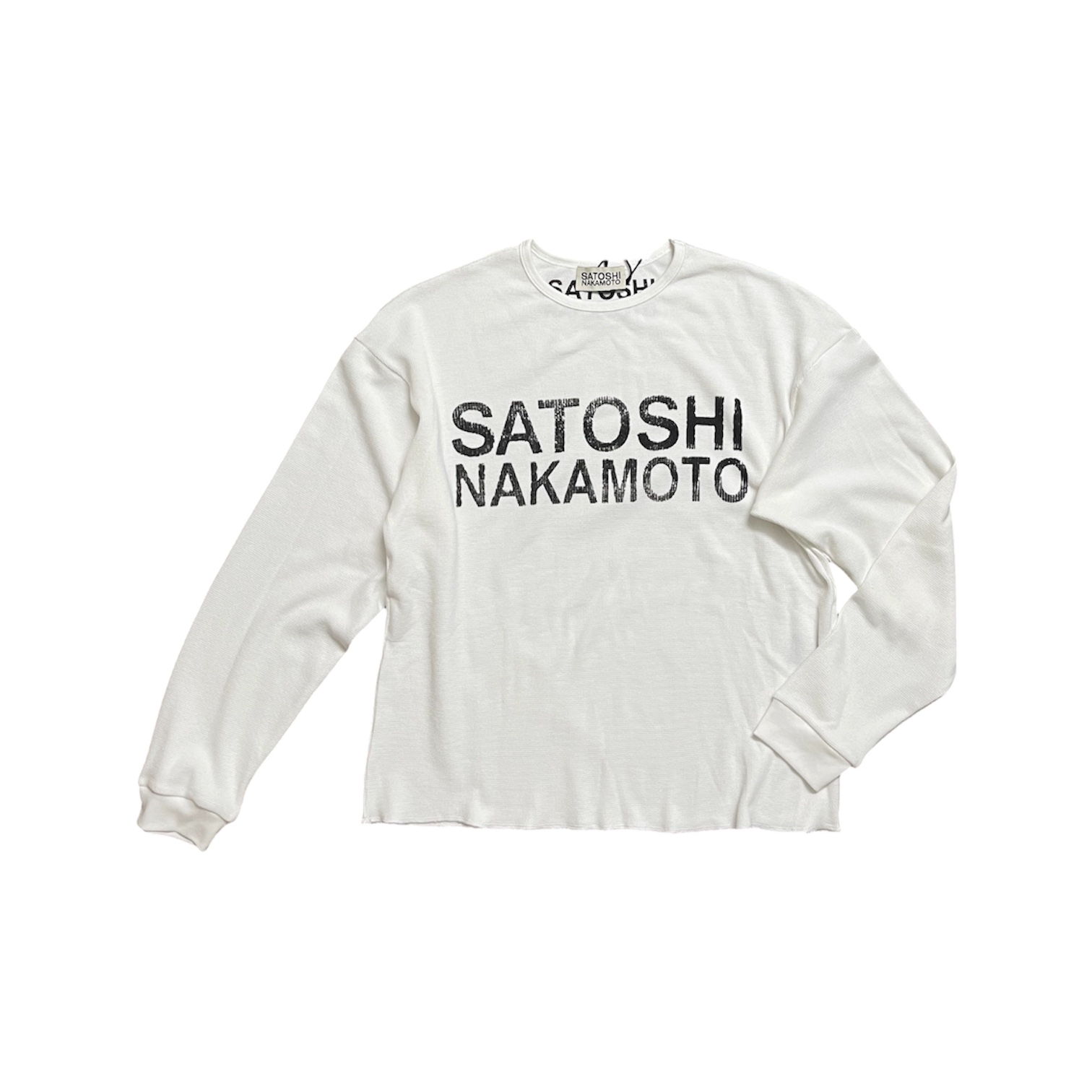 “Classic Block Logo” Longsleeve (White) — Satoshi Nakamoto