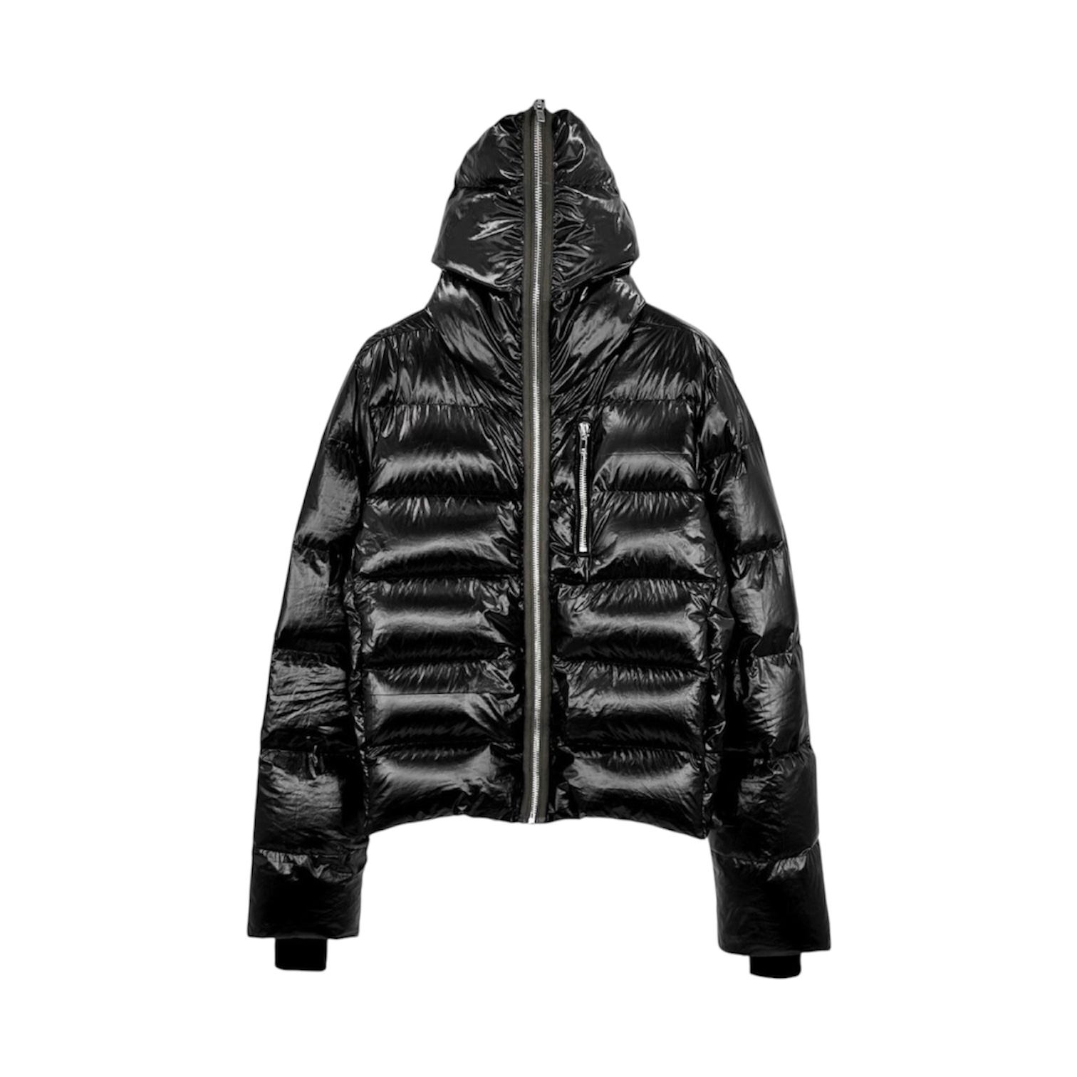 “Gethsemane Glossy Hooded Puffer” Jacket — Rick Owens