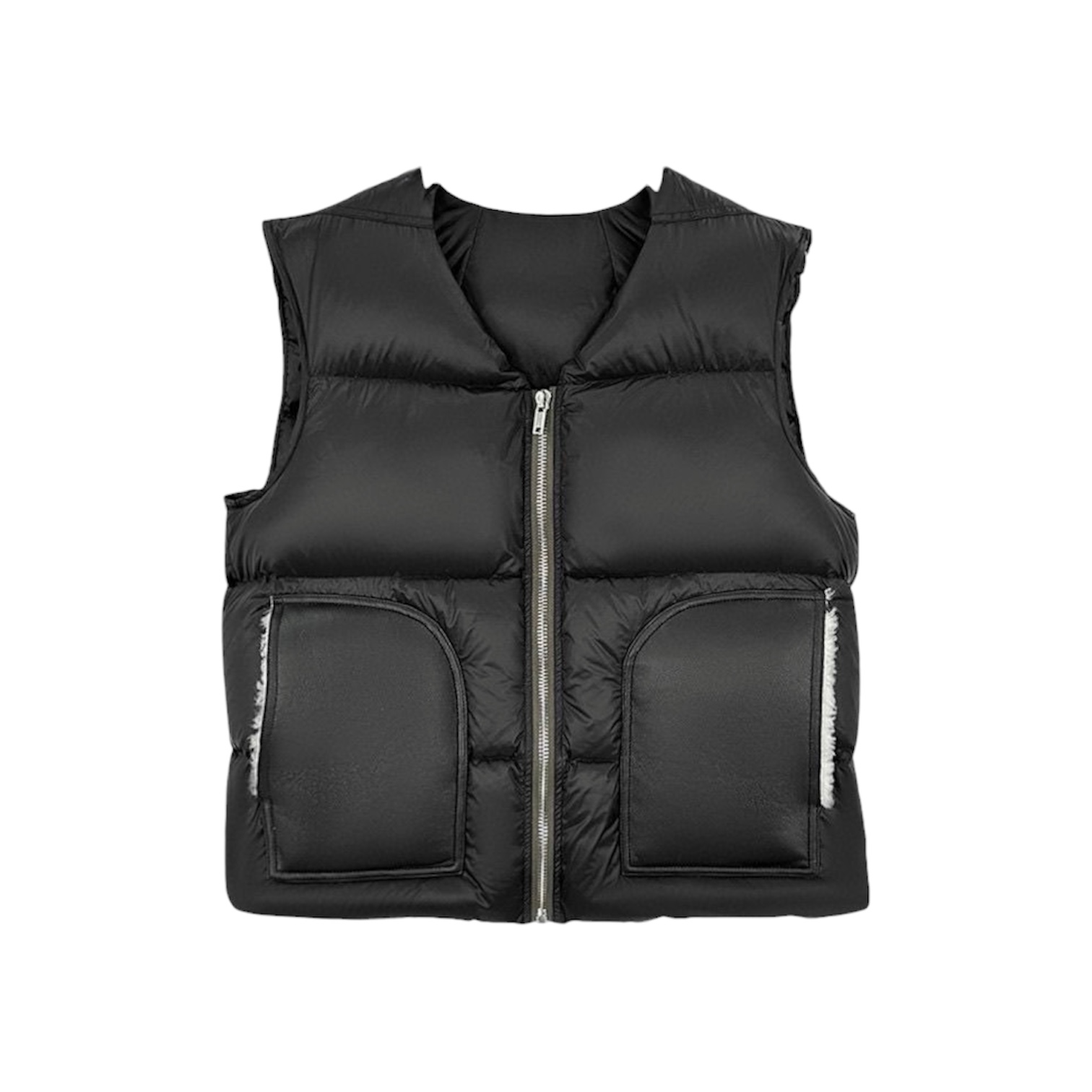 “Subhuman V-Neck Shearling-Trimmed” Vest — Rick Owens