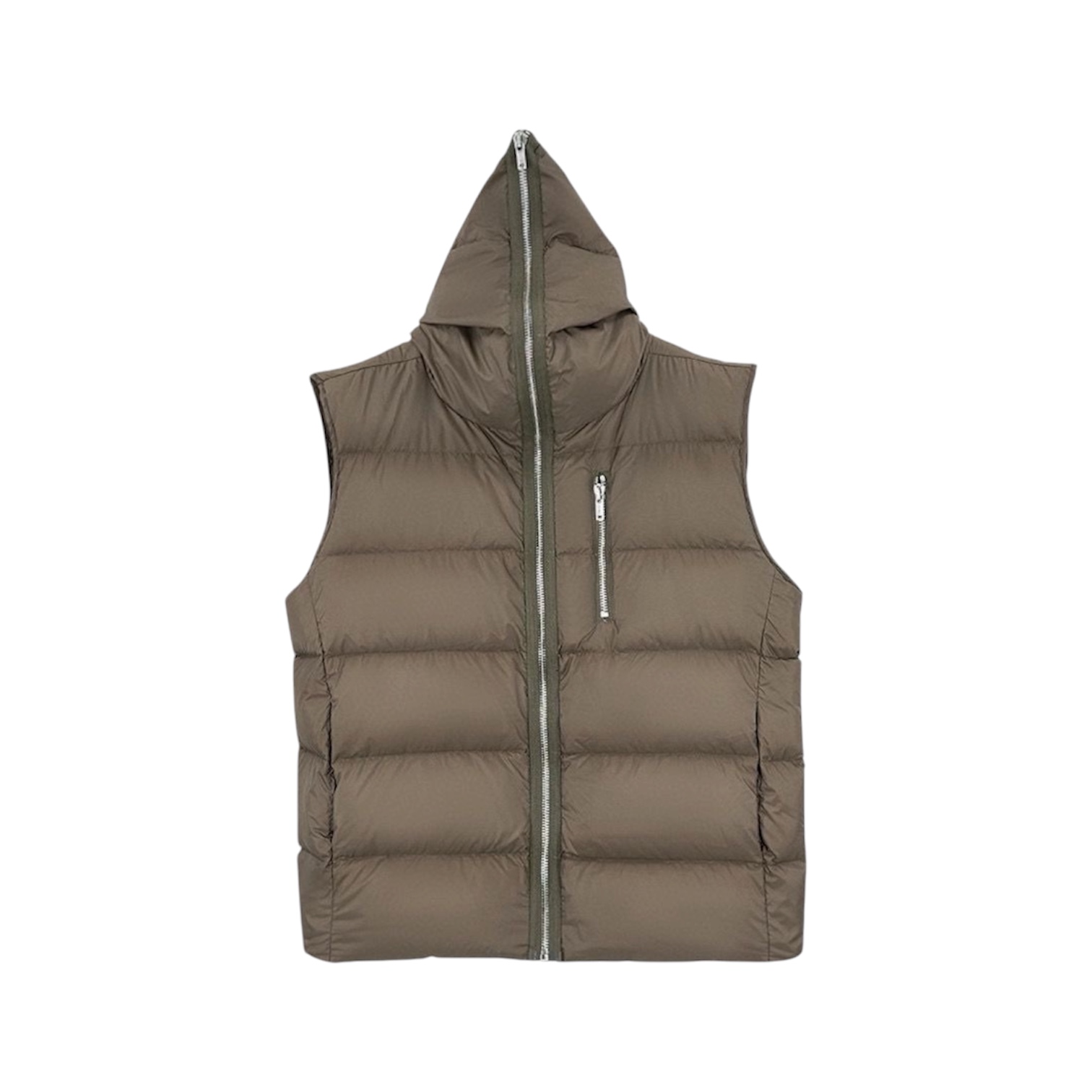 “Gethsemane Full-Zip Hooded” Vest (Dust) — Rick Owens
