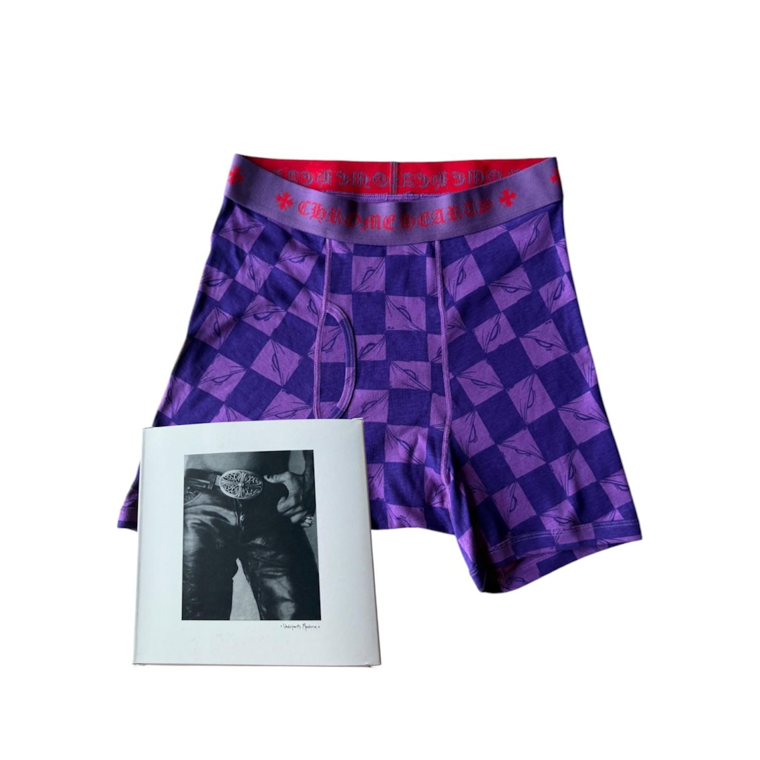 “Checkerboard Monogram” Boxer Briefs (Purple) — Chrome Hearts
