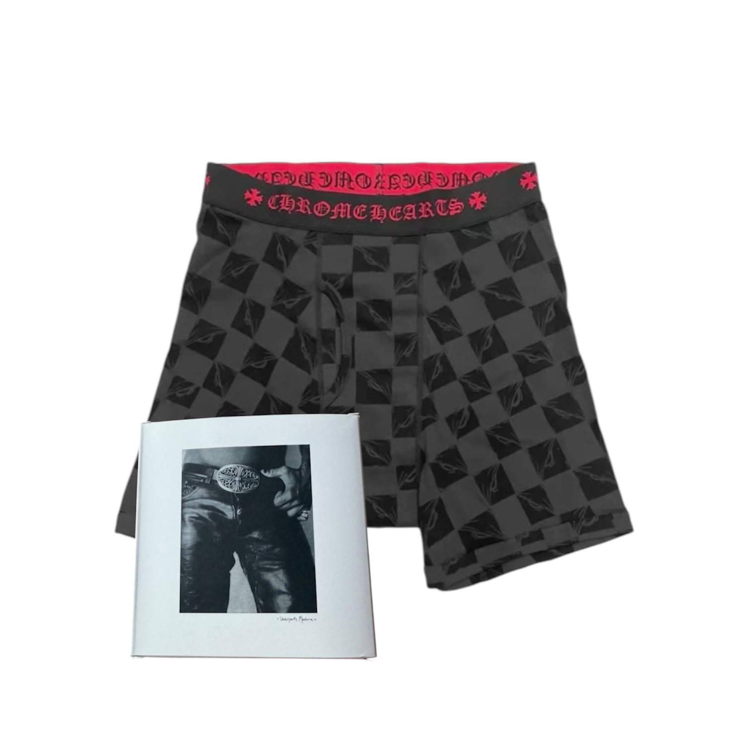 “Checkerboard Monogram” Boxer Briefs (Black) — Chrome Hearts