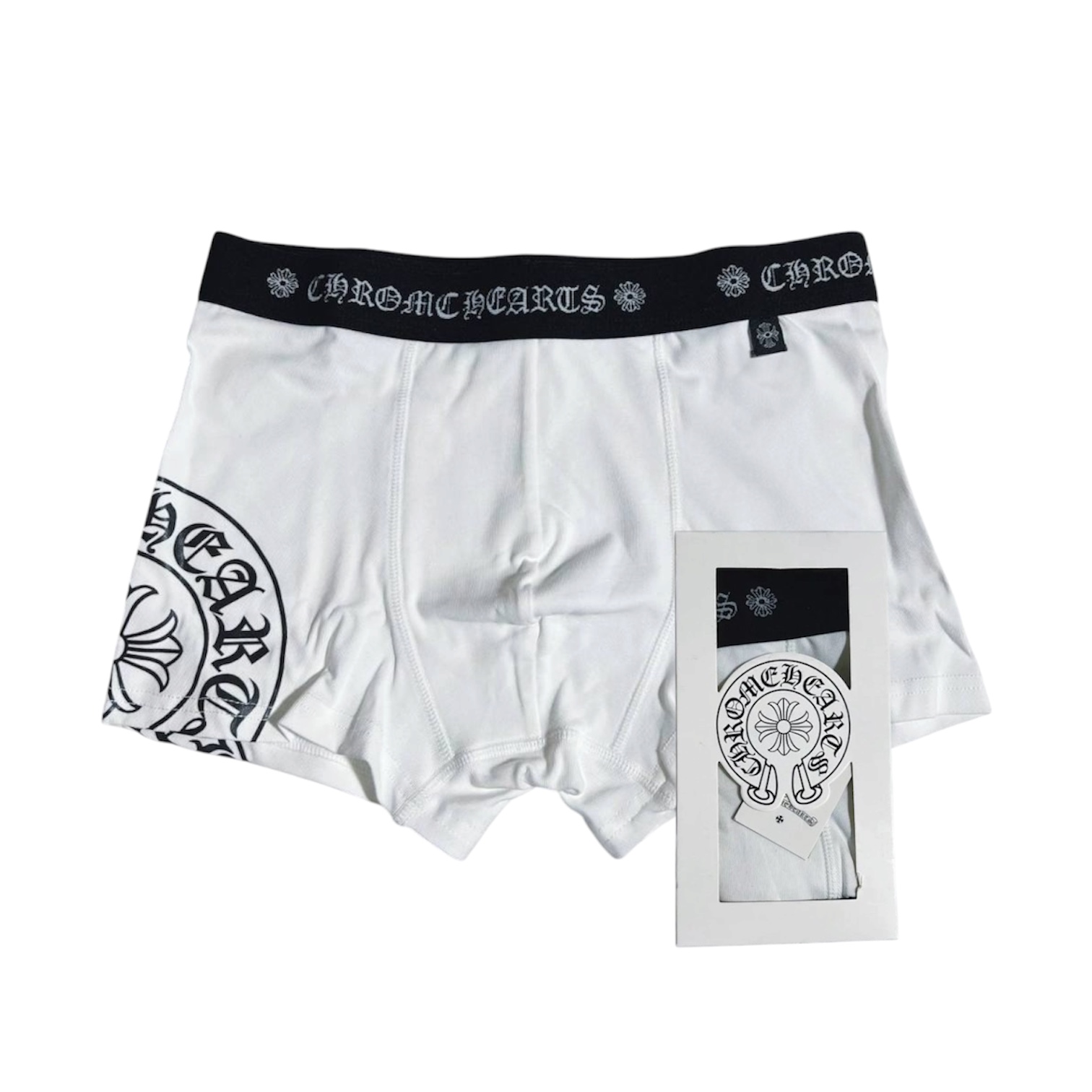 “Side Horseshoe Logo” Boxer Briefs (White) — Chrome Hearts