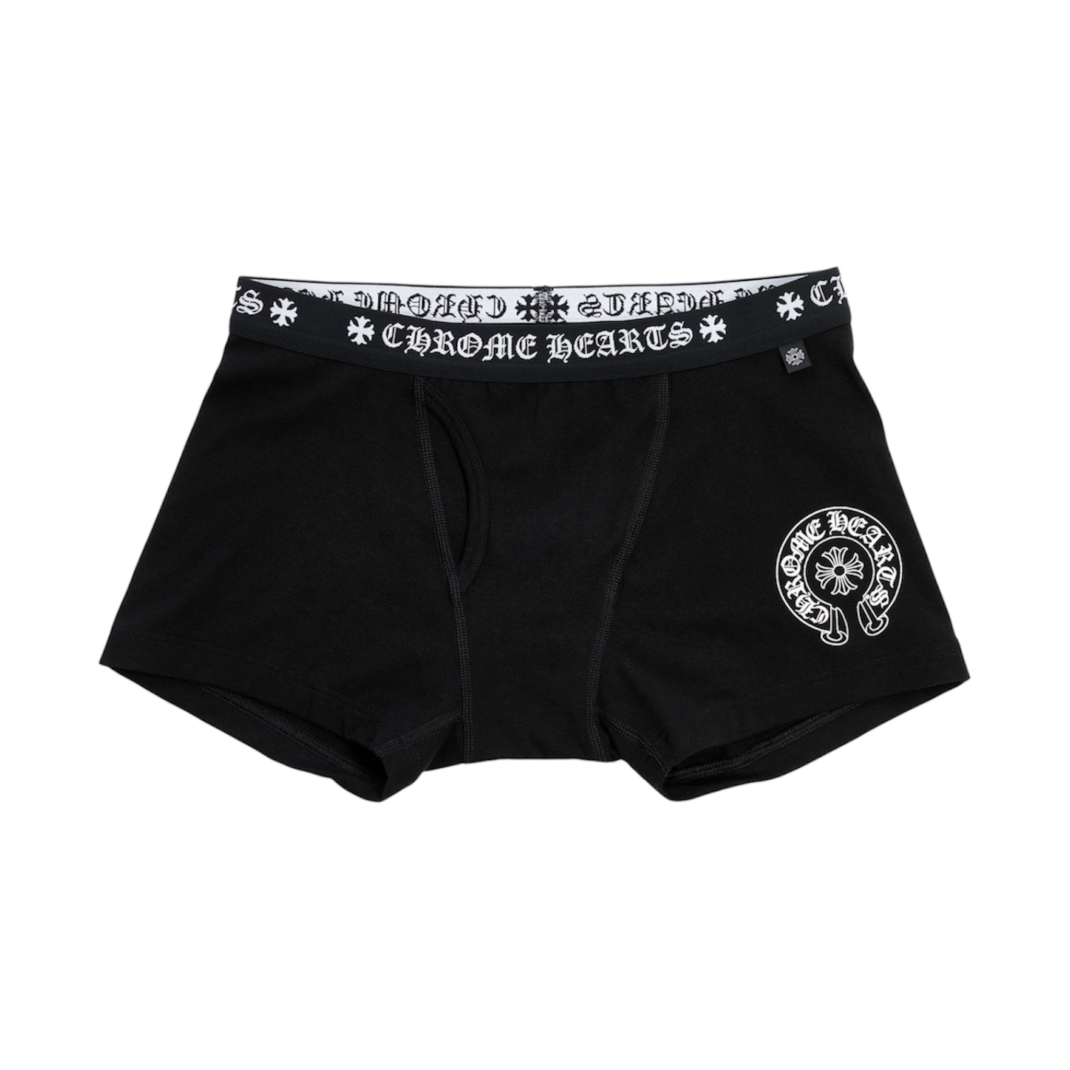 “Horseshoe Logo Short” Boxer Briefs (Black/White) — Chrome Hearts