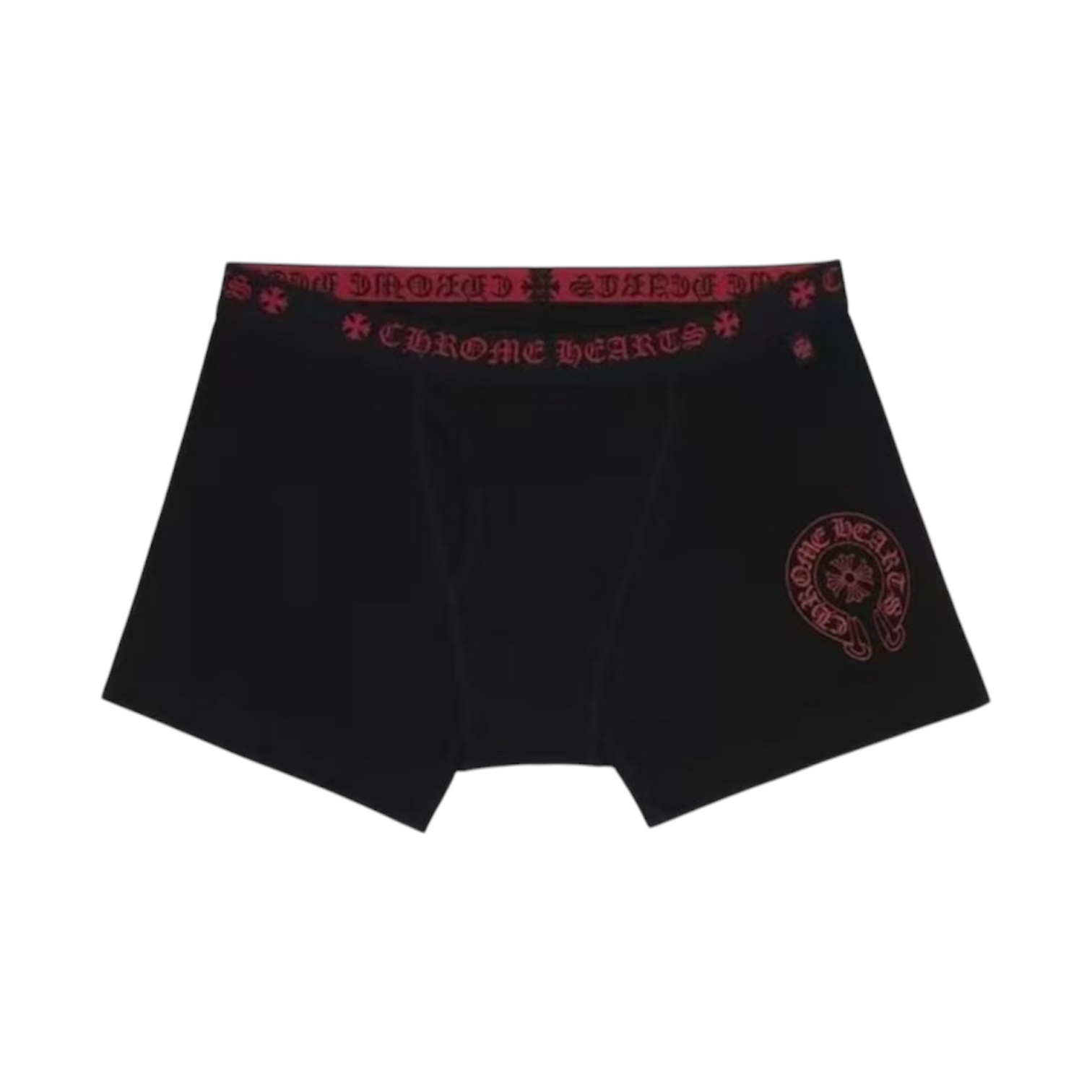 “Horseshoe Logo Short” Boxer Briefs (Black/Red) — Chrome Hearts