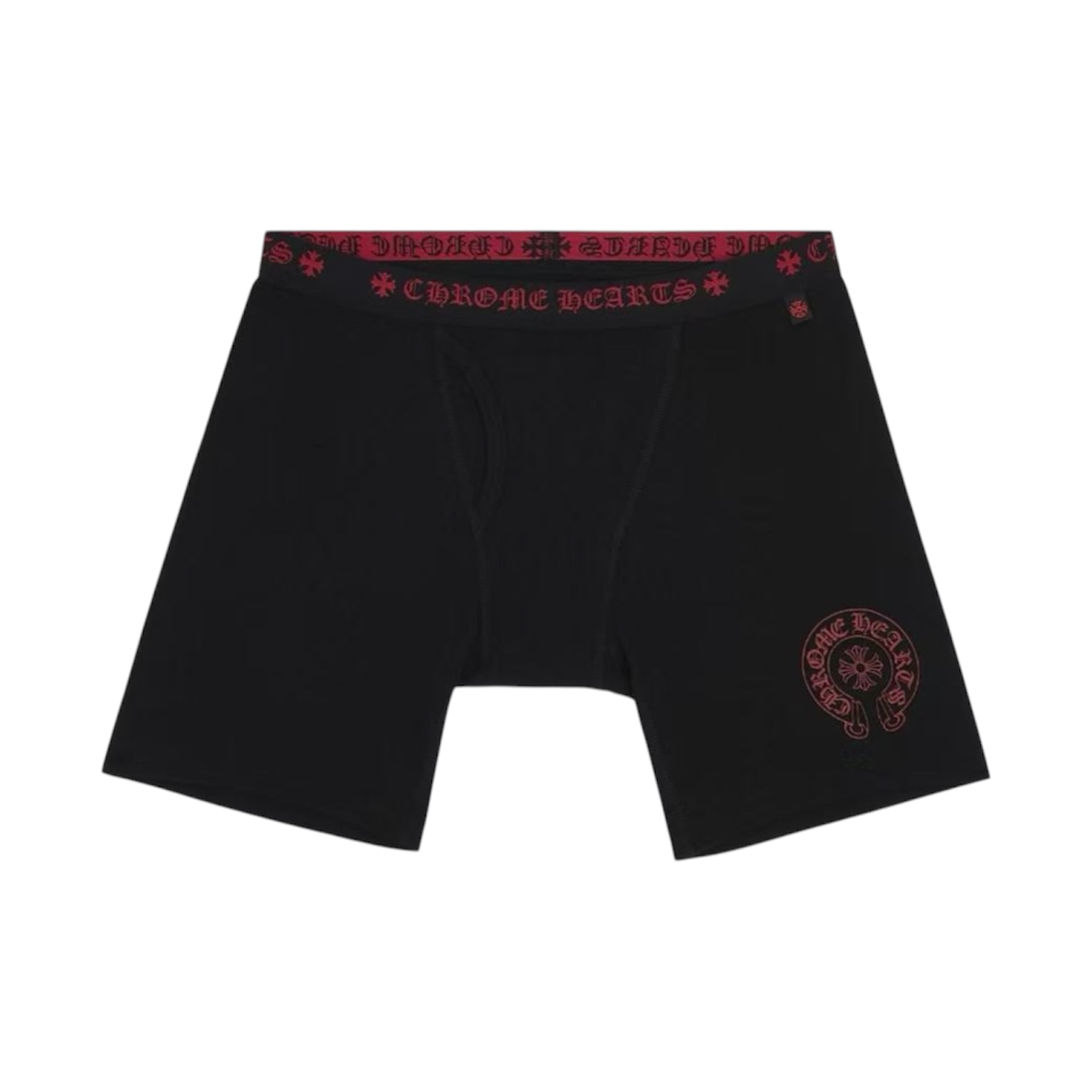 “Horseshoe Logo Long” Boxer Briefs (Black/Red) — Chrome Hearts