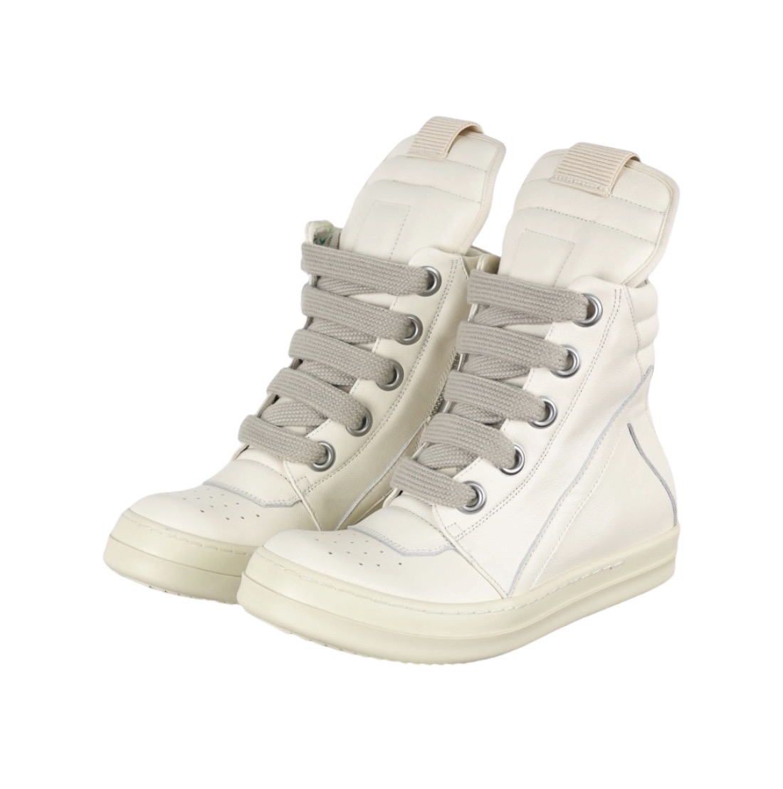 “Geobasket High-Top Jumbo Lace” Sneakers (Milk) — Rick Owens