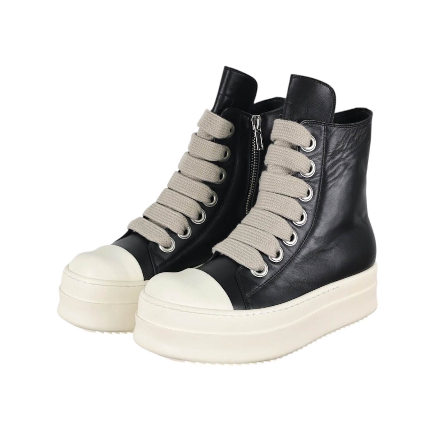 “Double Bumper Jumbo Lace” Sneakers (Black/Milk) — Rick Owens