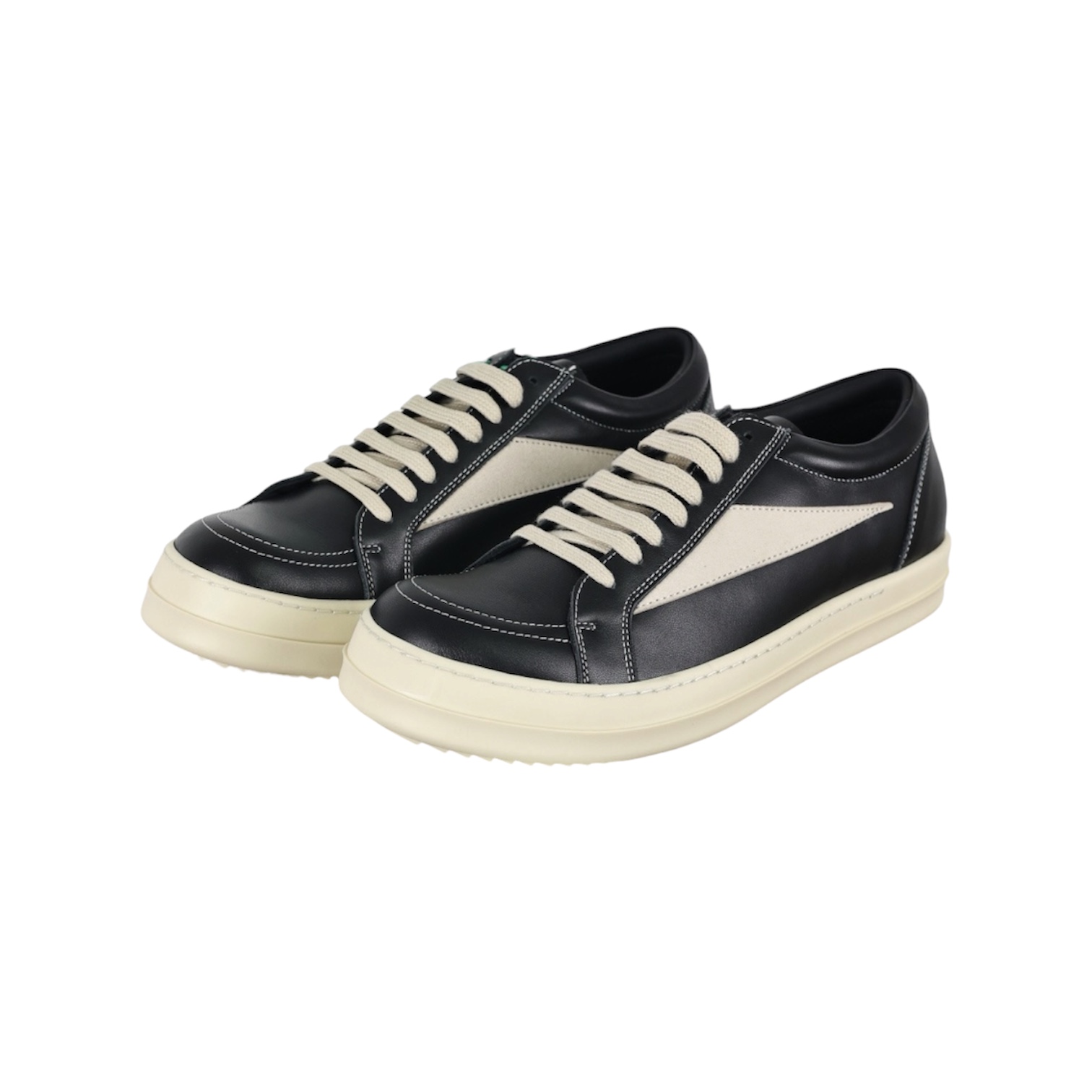 “Vintage Low-Top” Sneakers (Black/Milk) — Rick Owens
