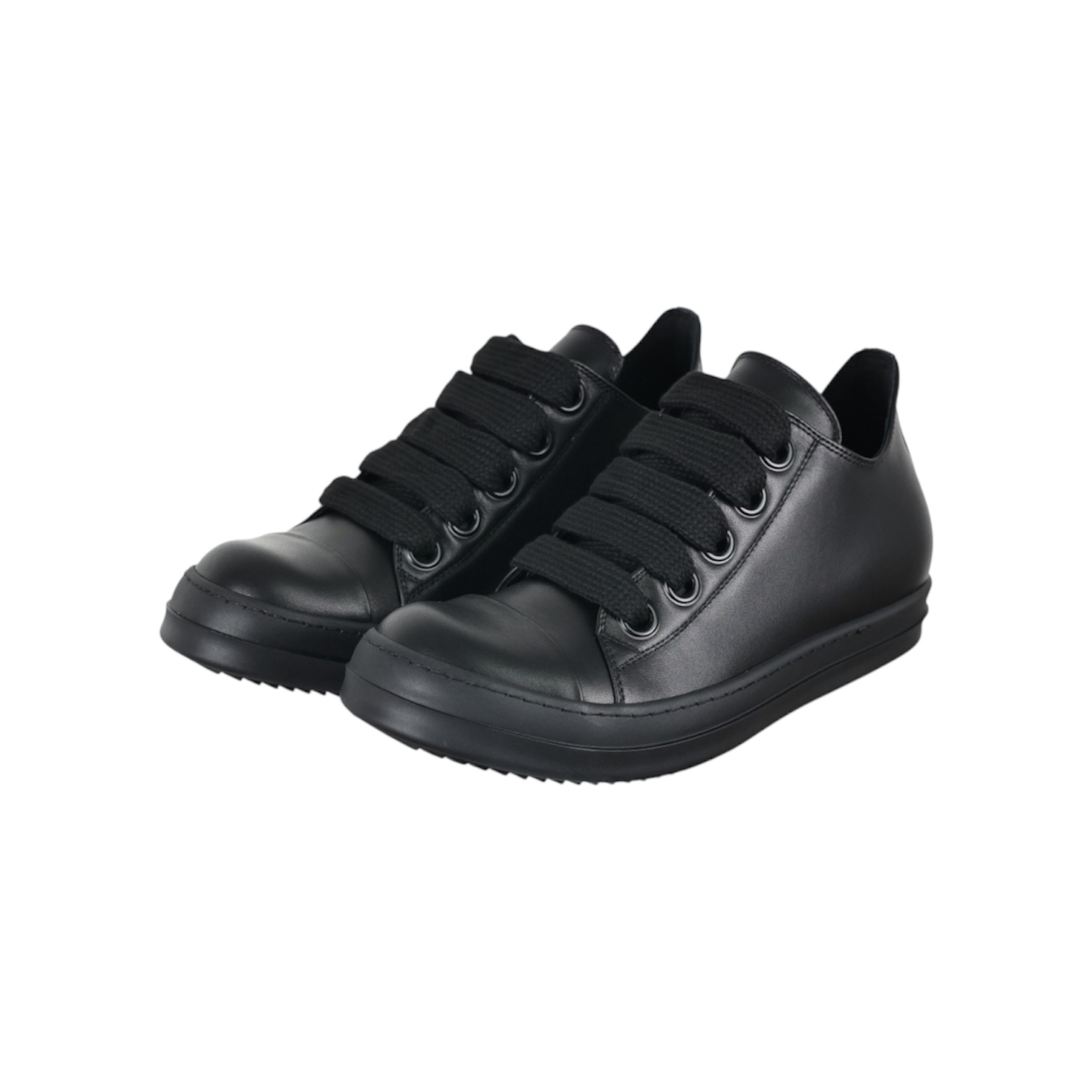 “Low-Top Jumbo Lace” Sneakers (Full Black) — Rick Owens