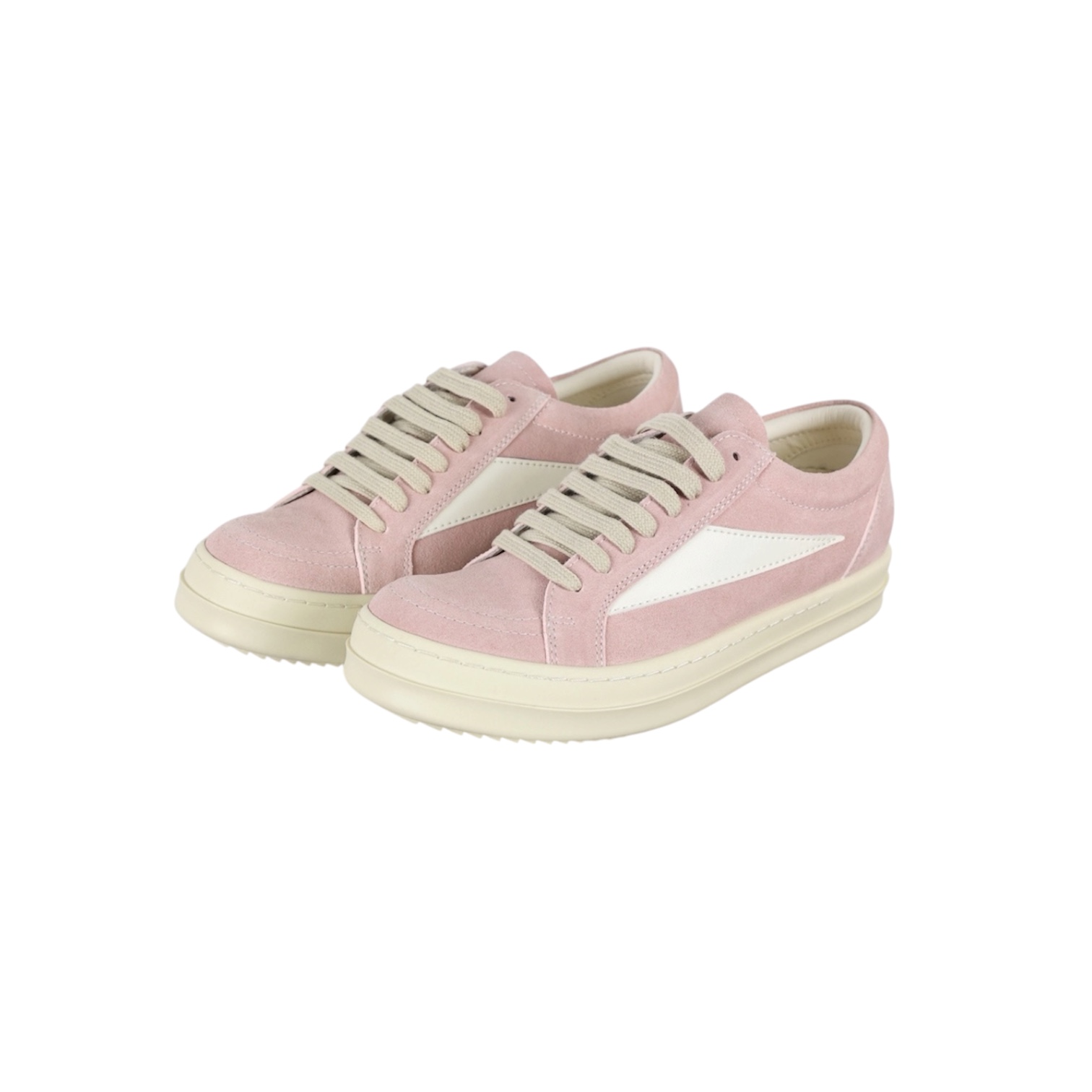 “Vintage Suede Low-Top” Sneakers (Pink/Milk) — Rick Owens