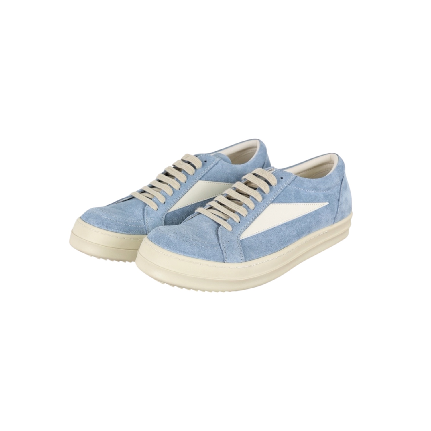 “Vintage Suede Low-Top” Sneakers (Blue/Milk) — Rick Owens
