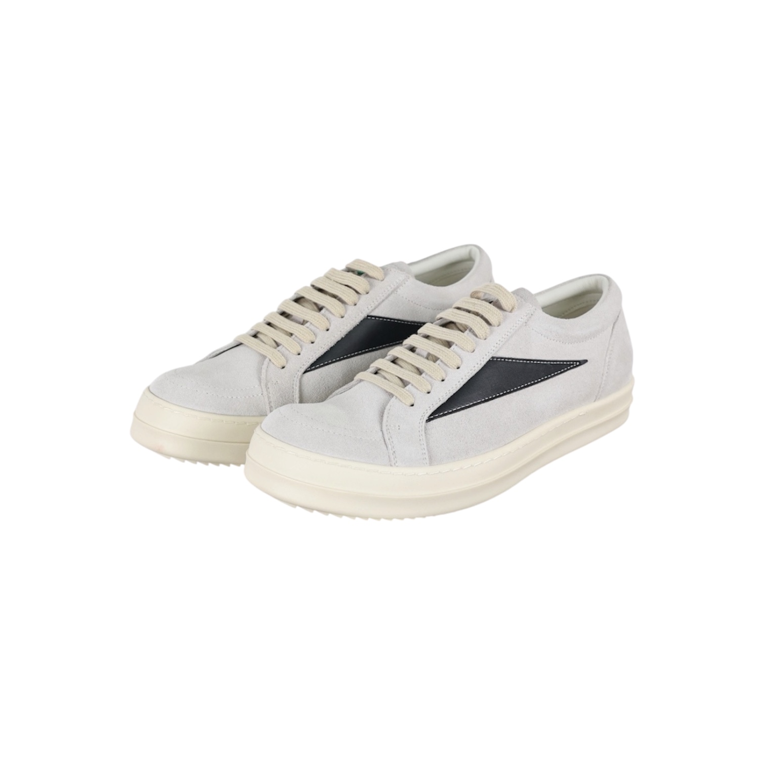 “Vintage Suede Low-Top” Sneakers (Grey/Milk/Black) — Rick Owens