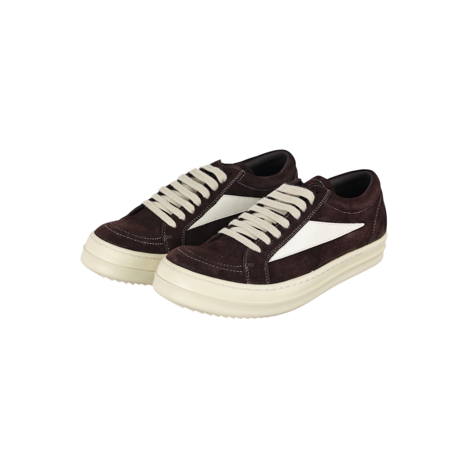 “Vintage Suede Low-Top” Sneakers (Dark Brown/Milk) — Rick Owens