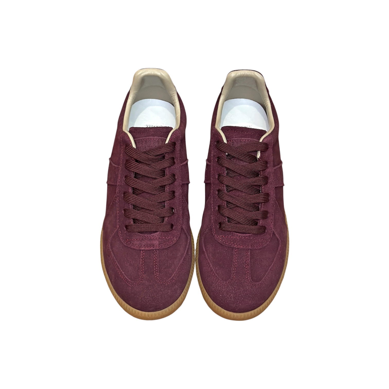 “Replica Low Suede” Sneakers (Bordeaux / Burgundy) — Maison Margiela