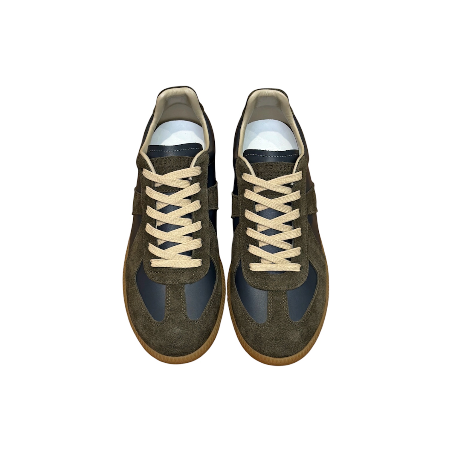 “Replica Low” Sneakers (Dark Blue/Khaki Olive) — Maison Margiela